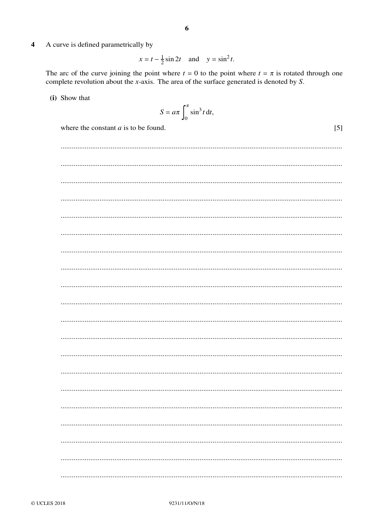 Cambridge A Level Mathematics - Further 9231 2018 Oct/Nov Paper 1 · Variant 1 question paper, page 6 of 28