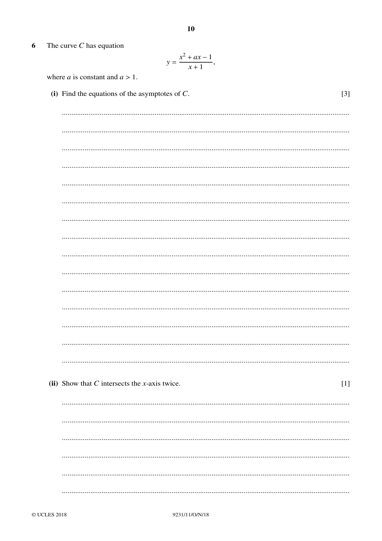 Cambridge A Level Mathematics - Further 9231 2018 Oct/Nov Paper 1 · Variant 1 question paper, page 10 of 28