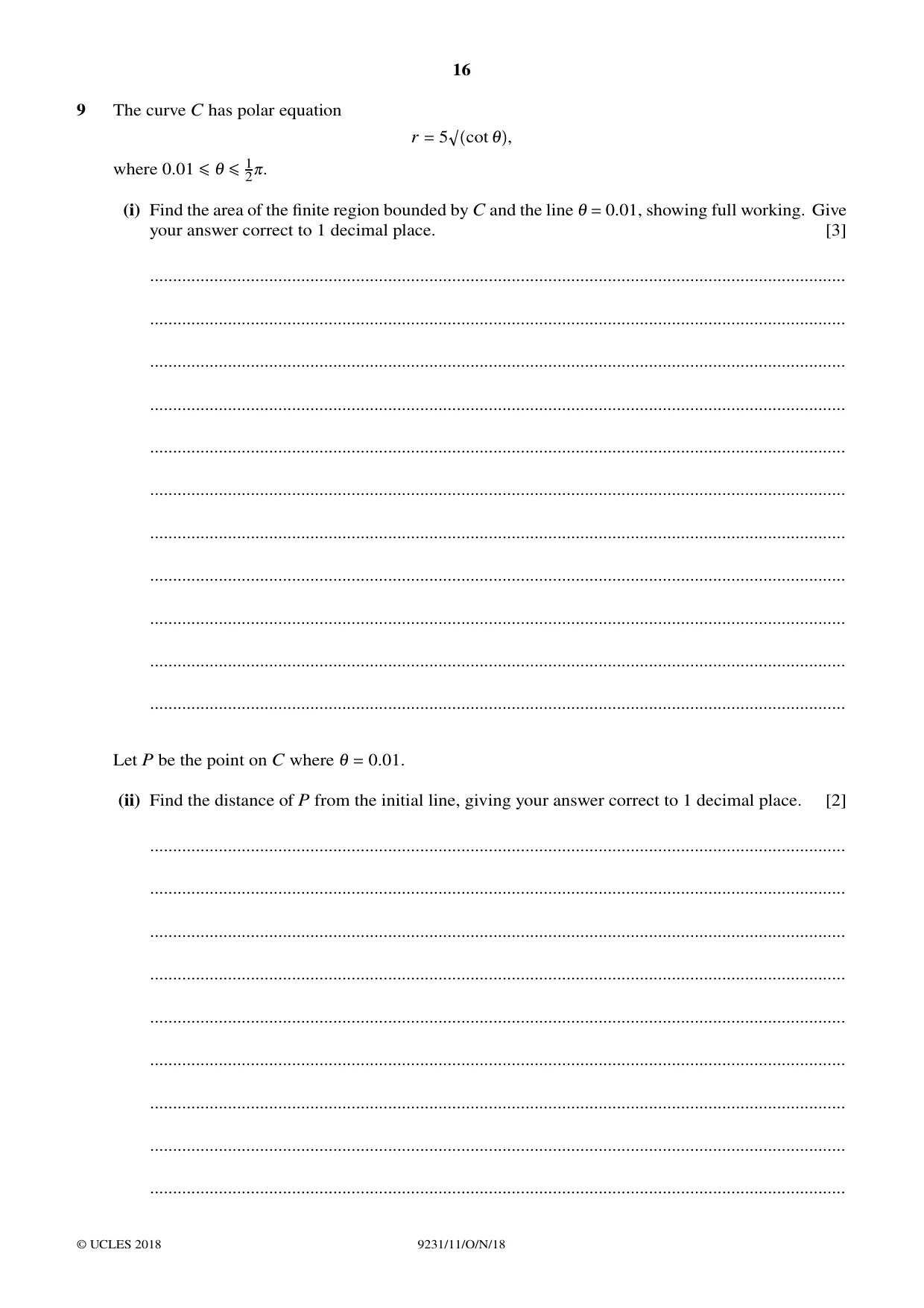 Cambridge A Level Mathematics - Further 9231 2018 Oct/Nov Paper 1 · Variant 1 question paper, page 16 of 28