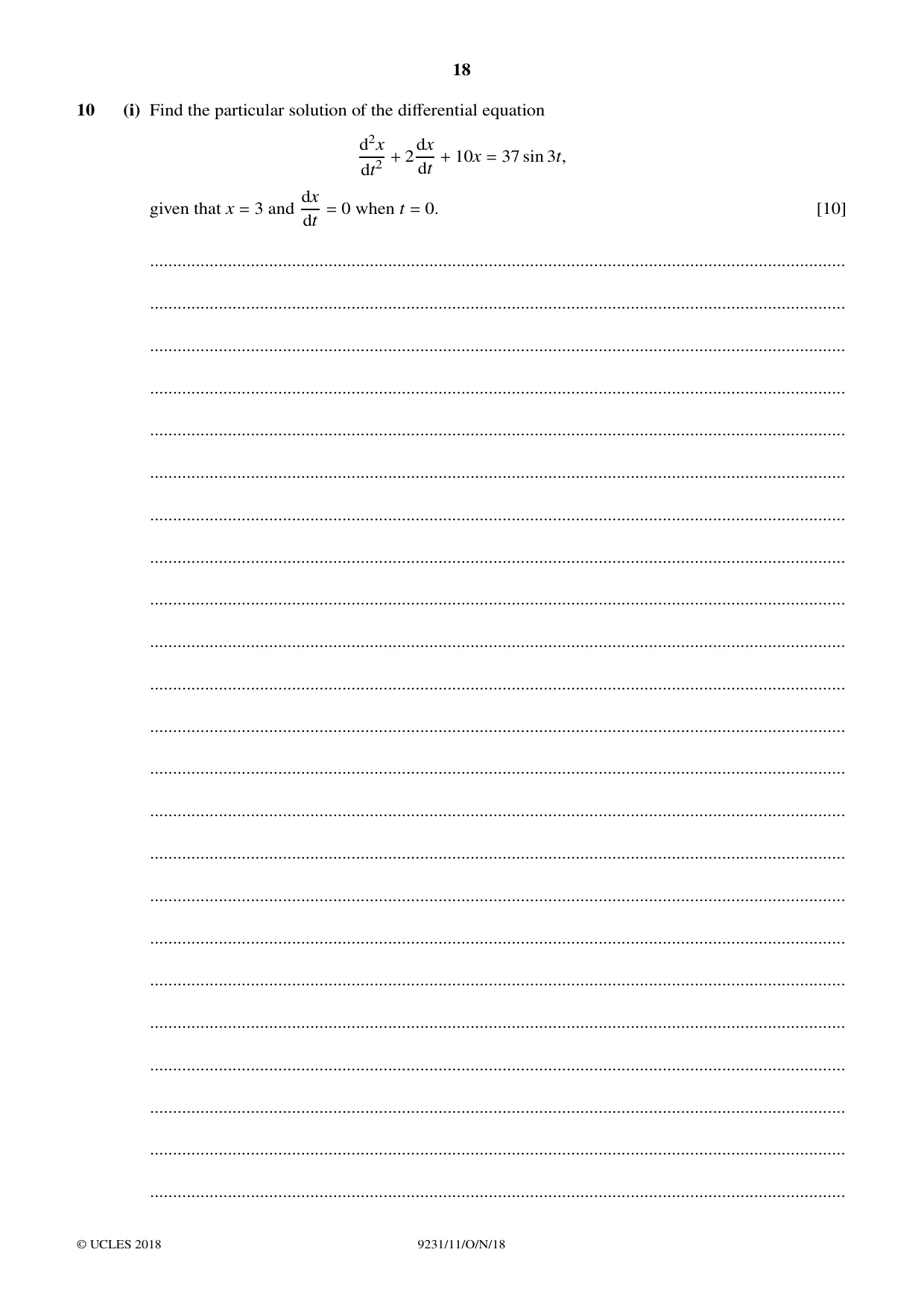 Cambridge A Level Mathematics - Further 9231 2018 Oct/Nov Paper 1 · Variant 1 question paper, page 18 of 28