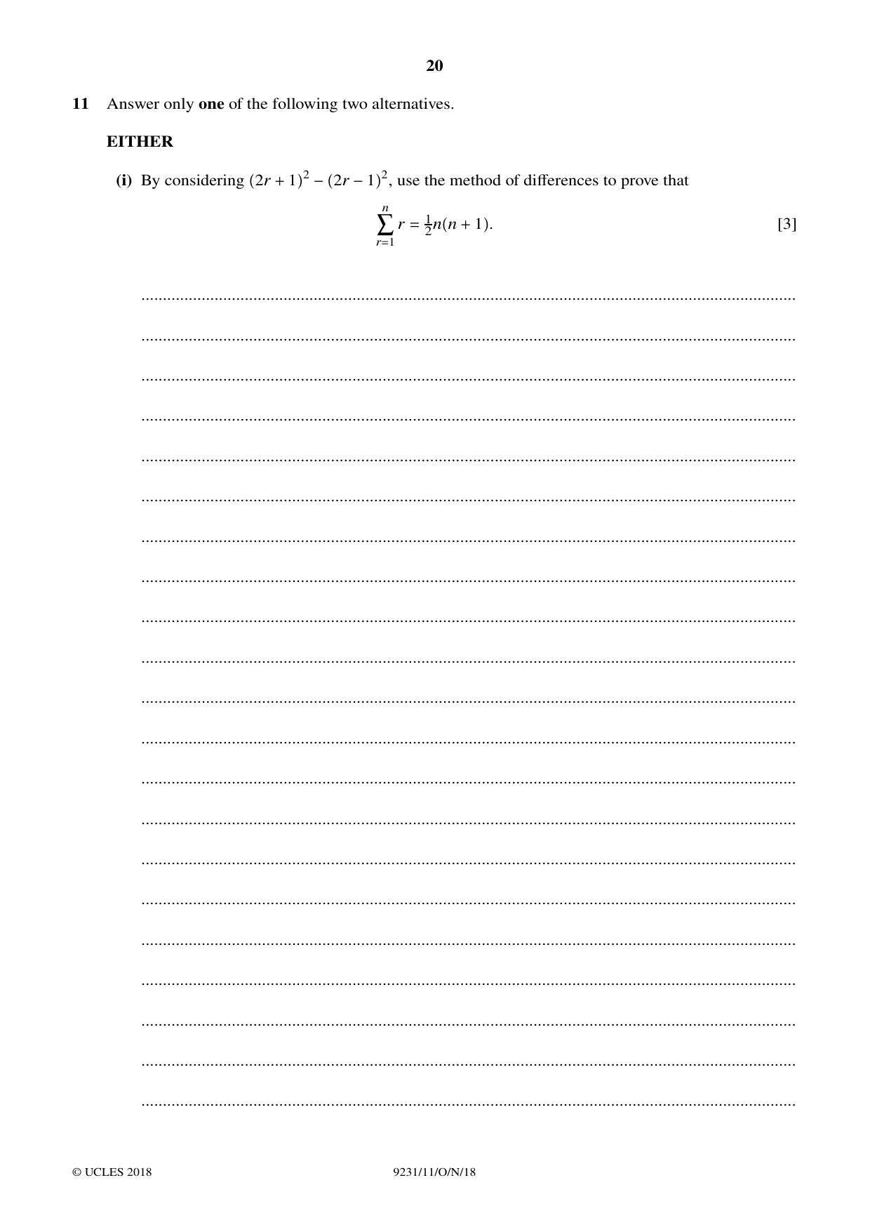 Cambridge A Level Mathematics - Further 9231 2018 Oct/Nov Paper 1 · Variant 1 question paper, page 20 of 28