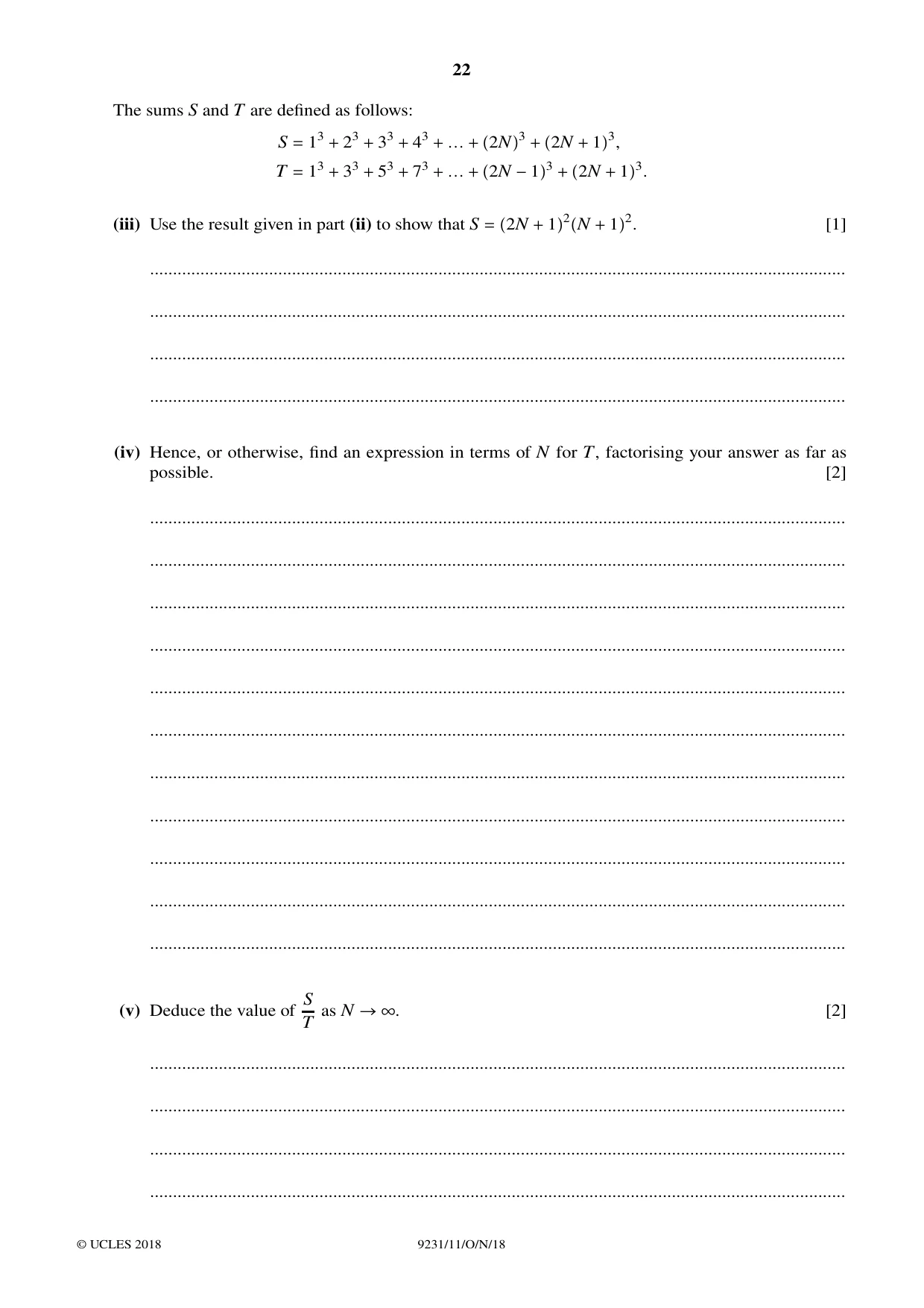 Cambridge A Level Mathematics - Further 9231 2018 Oct/Nov Paper 1 · Variant 1 question paper, page 22 of 28
