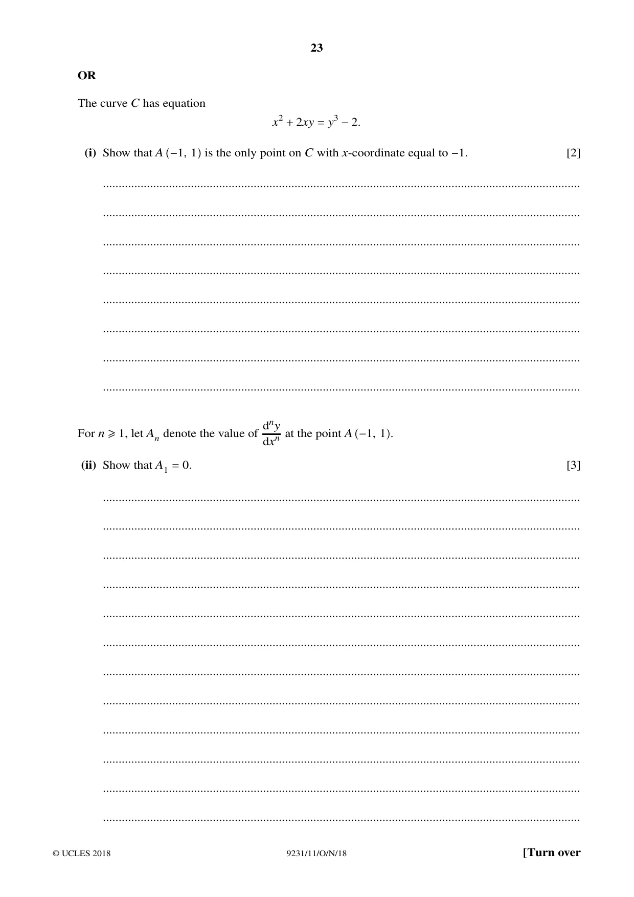 Cambridge A Level Mathematics - Further 9231 2018 Oct/Nov Paper 1 · Variant 1 question paper, page 23 of 28