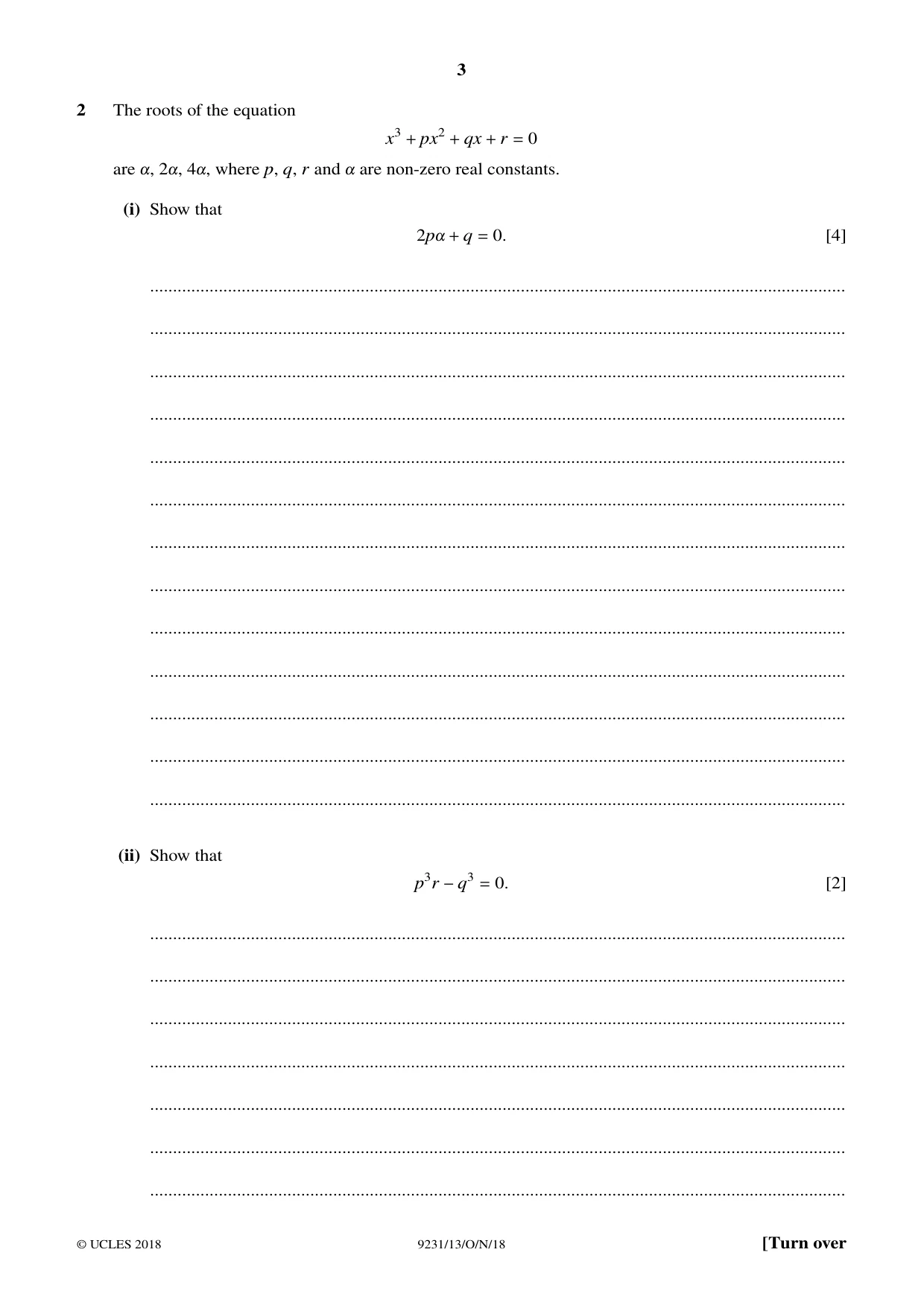 Cambridge A Level Mathematics - Further 9231 2018 Oct/Nov Paper 1 · Variant 3 question paper, page 3 of 28