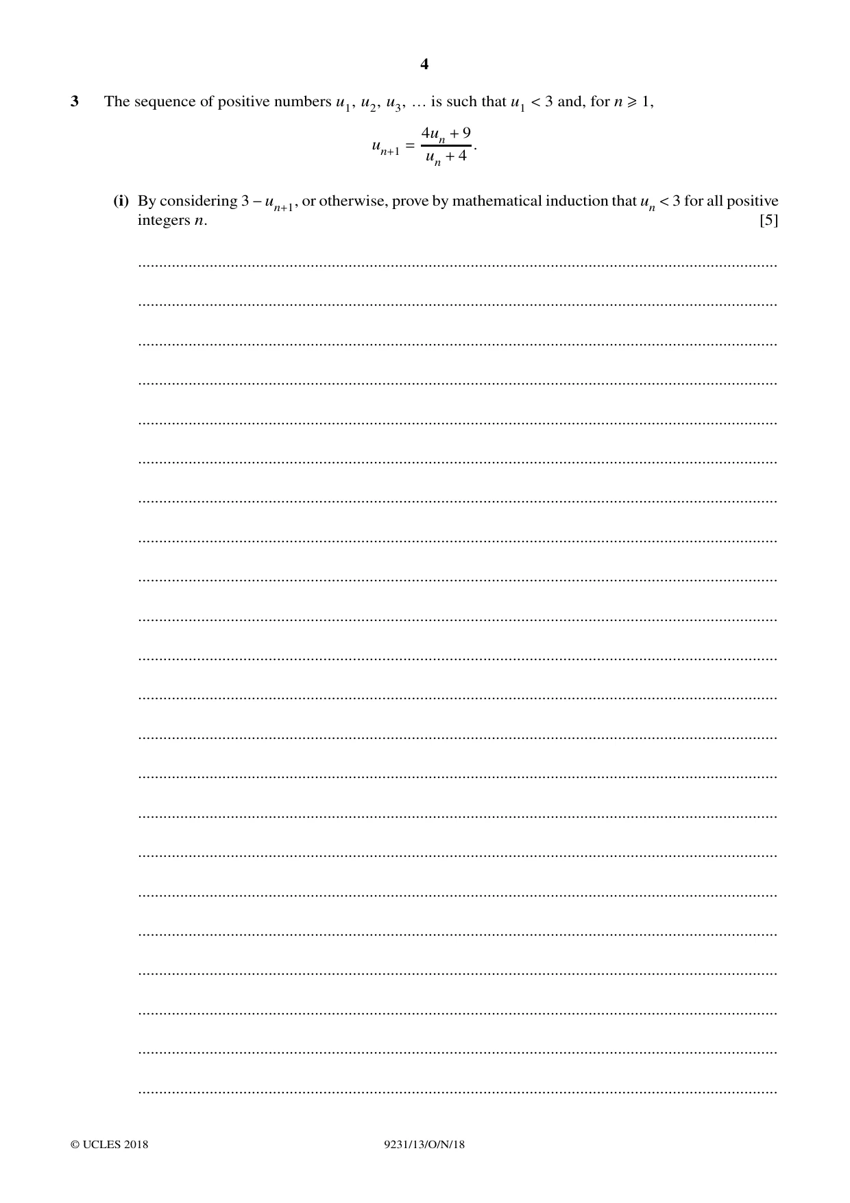 Cambridge A Level Mathematics - Further 9231 2018 Oct/Nov Paper 1 · Variant 3 question paper, page 4 of 28