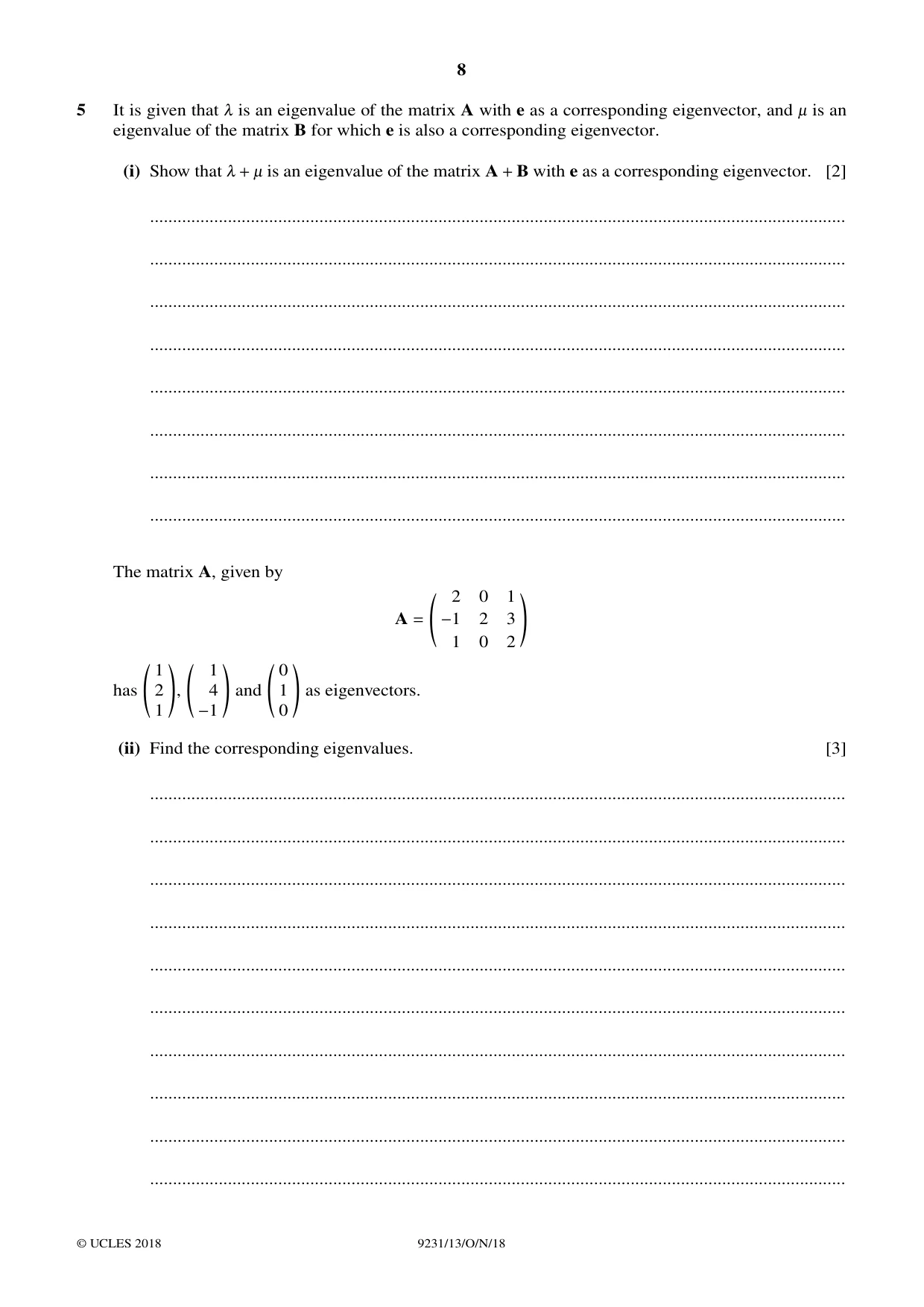 Cambridge A Level Mathematics - Further 9231 2018 Oct/Nov Paper 1 · Variant 3 question paper, page 8 of 28