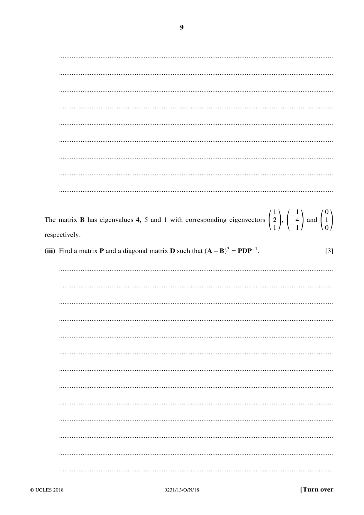 Cambridge A Level Mathematics - Further 9231 2018 Oct/Nov Paper 1 · Variant 3 question paper, page 9 of 28