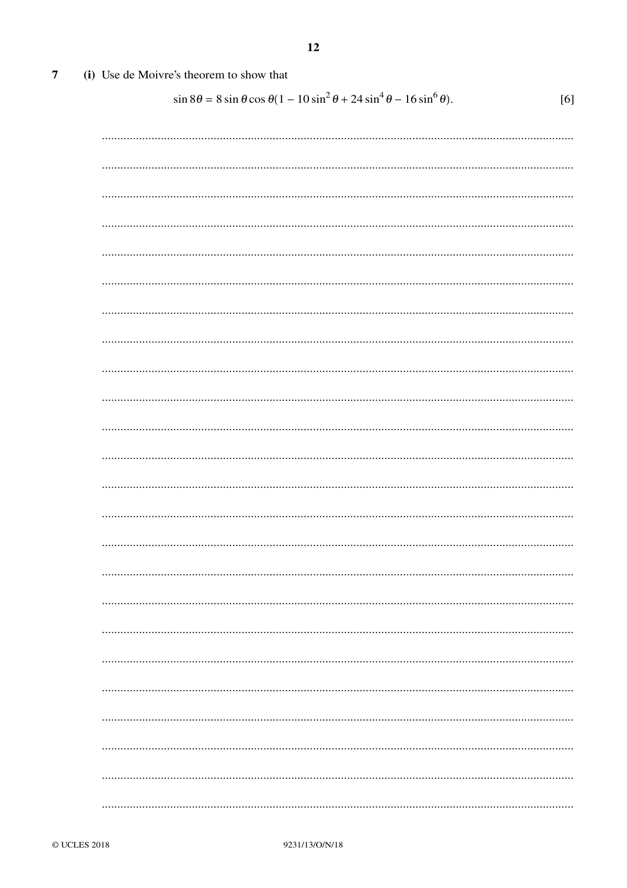Cambridge A Level Mathematics - Further 9231 2018 Oct/Nov Paper 1 · Variant 3 question paper, page 12 of 28