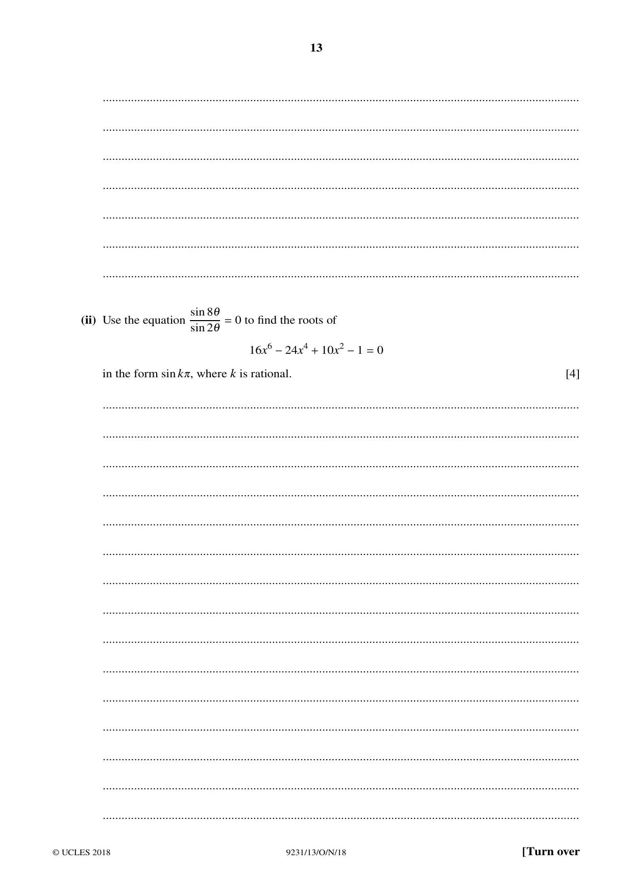 Cambridge A Level Mathematics - Further 9231 2018 Oct/Nov Paper 1 · Variant 3 question paper, page 13 of 28