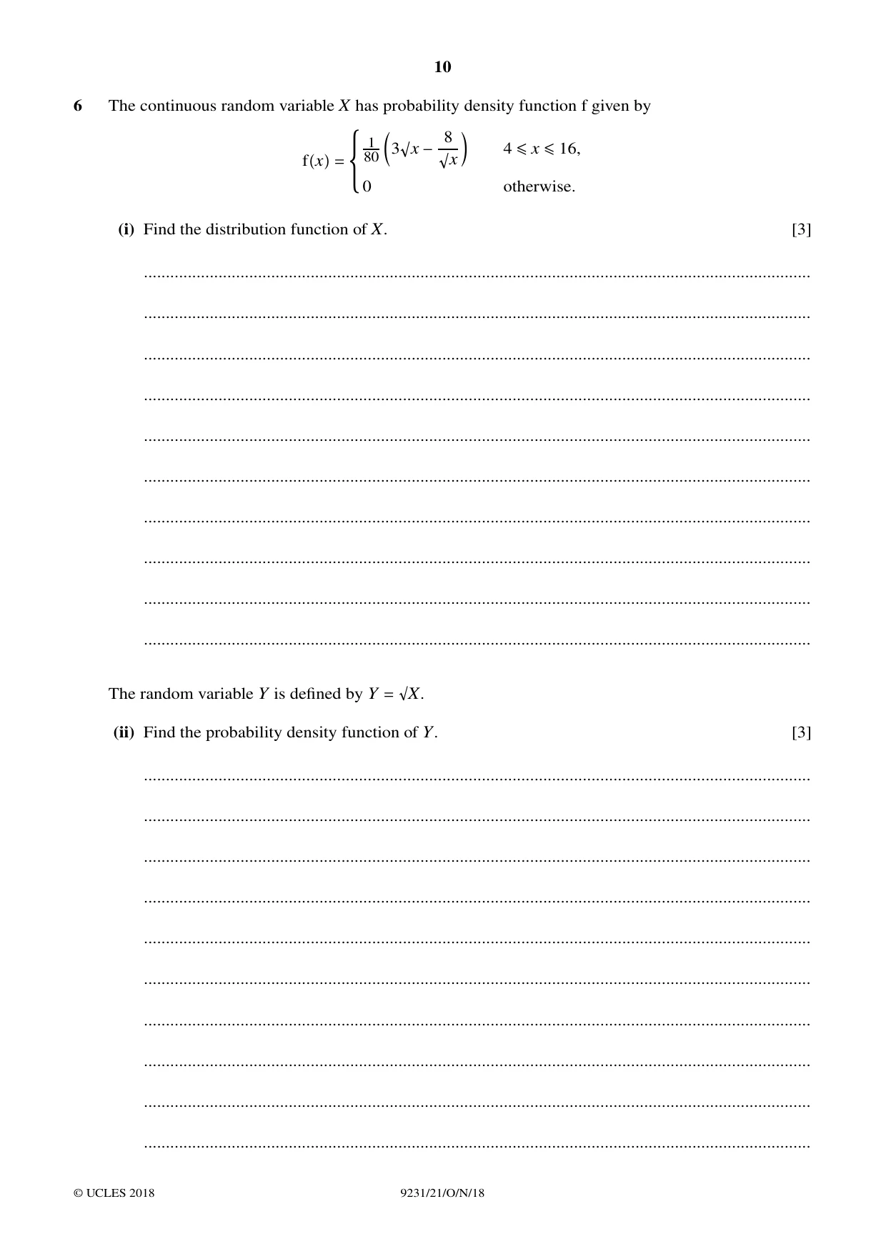 Cambridge A Level Mathematics - Further 9231 2018 Oct/Nov Paper 2 · Variant 1 question paper, page 10 of 24