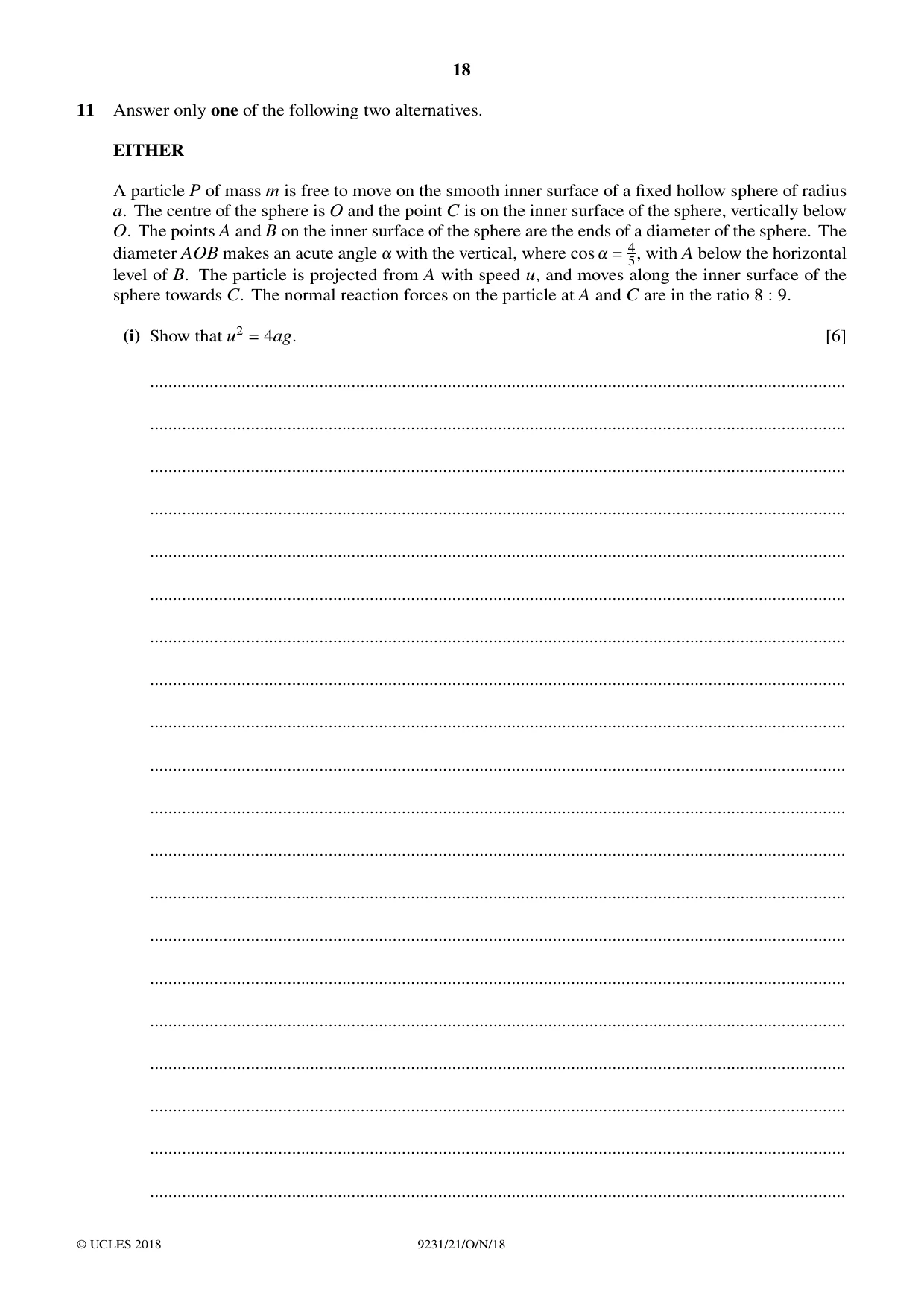 Cambridge A Level Mathematics - Further 9231 2018 Oct/Nov Paper 2 · Variant 1 question paper, page 18 of 24