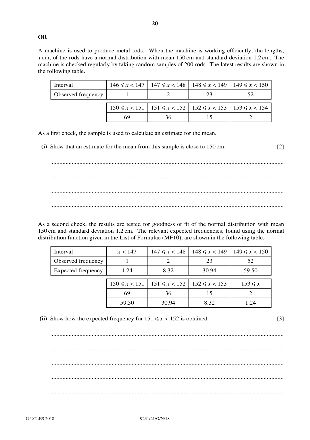 Cambridge A Level Mathematics - Further 9231 2018 Oct/Nov Paper 2 · Variant 1 question paper, page 20 of 24