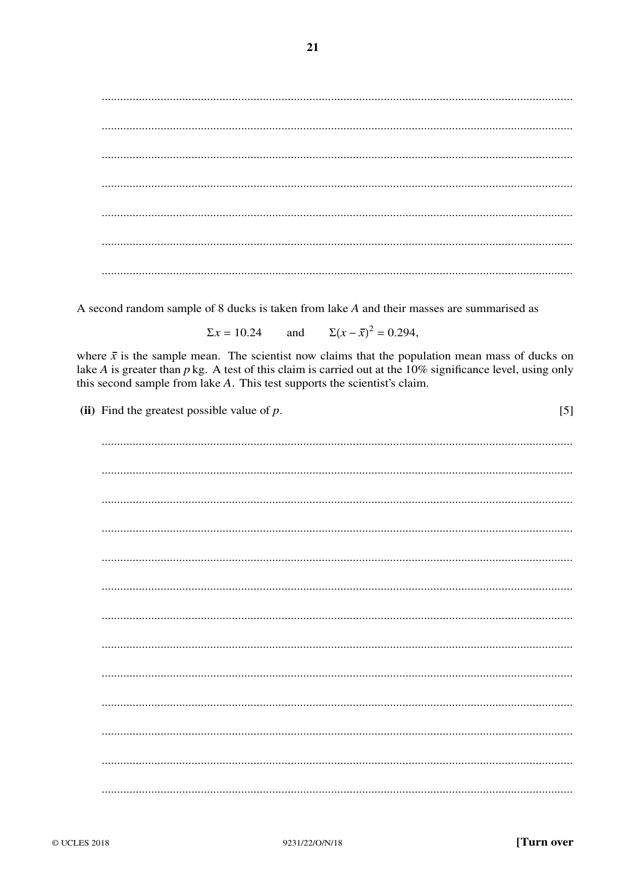 Cambridge A Level Mathematics - Further 9231 2018 Oct/Nov Paper 2 · Variant 2 question paper, page 21 of 24