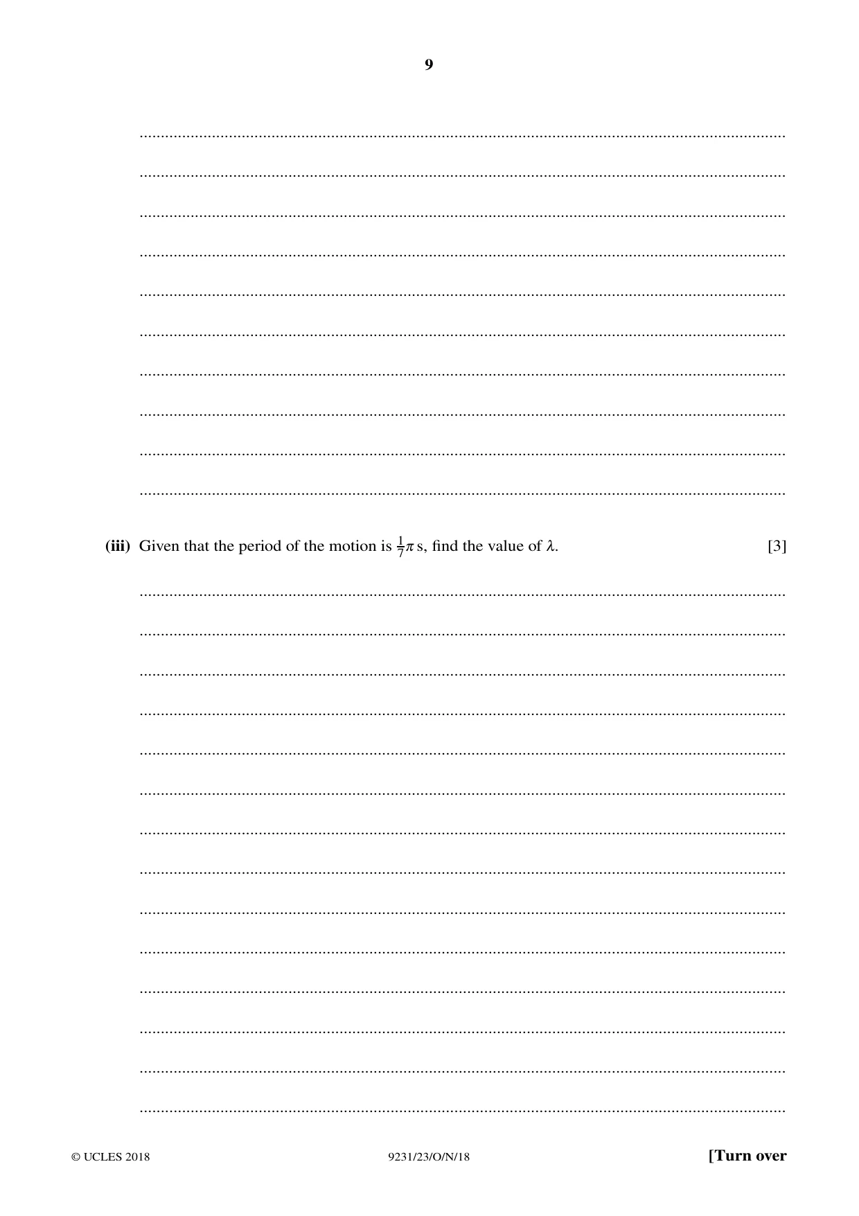 Cambridge A Level Mathematics - Further 9231 2018 Oct/Nov Paper 2 · Variant 3 question paper, page 9 of 24