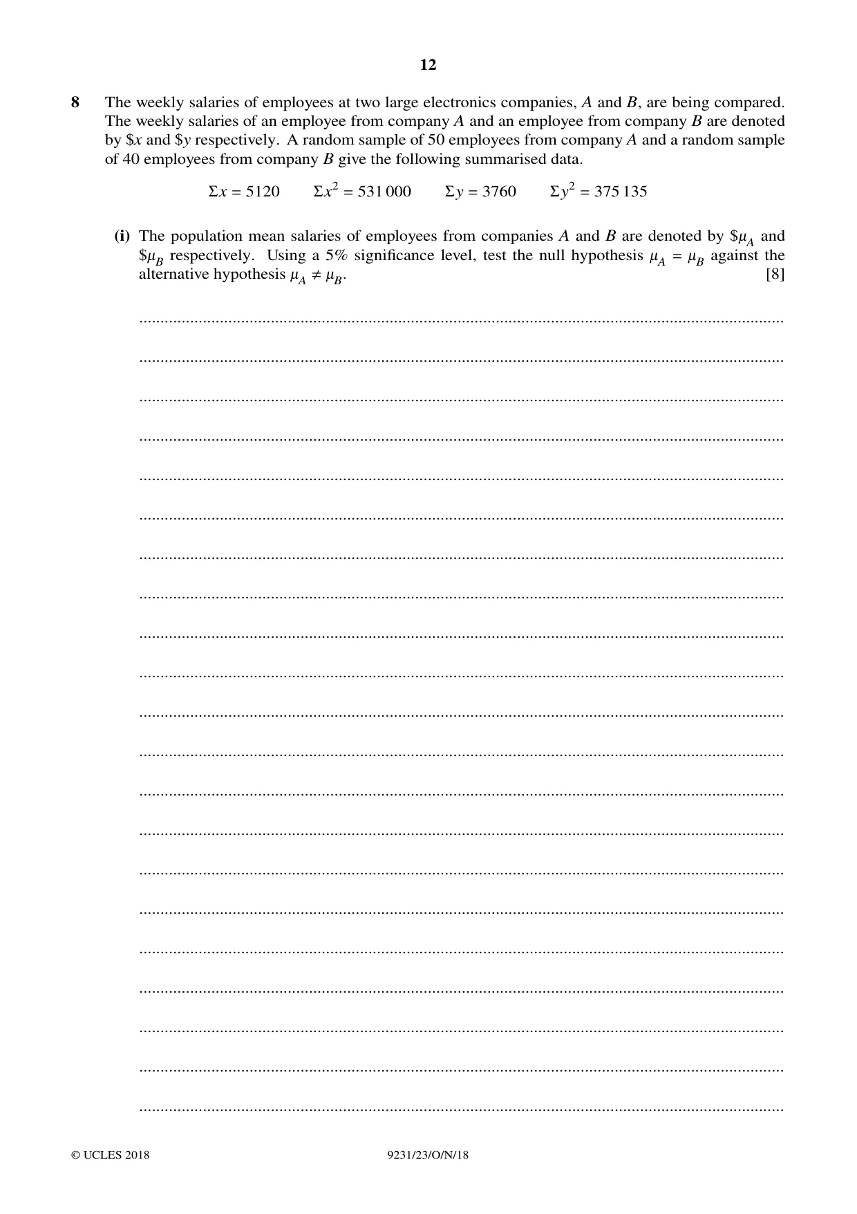 Cambridge A Level Mathematics - Further 9231 2018 Oct/Nov Paper 2 · Variant 3 question paper, page 12 of 24