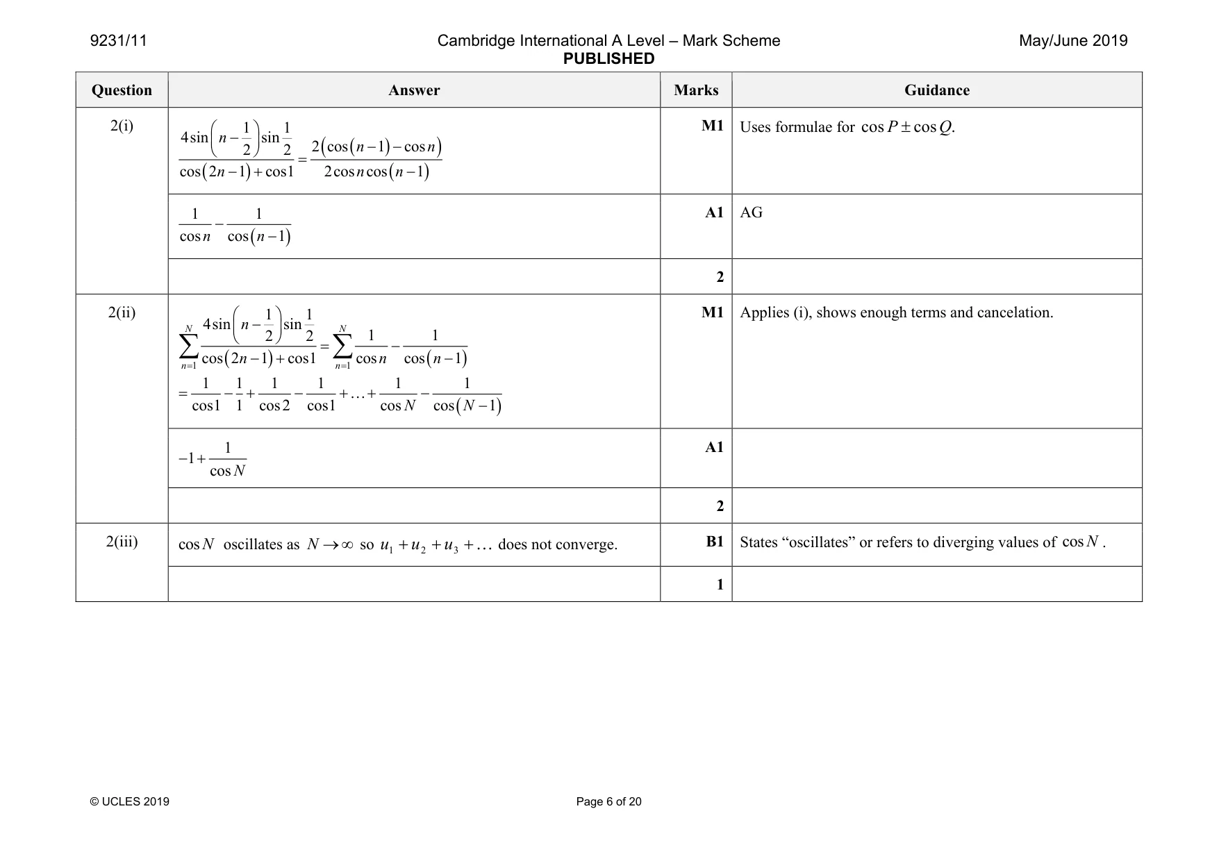Mark scheme, page 6 of 20