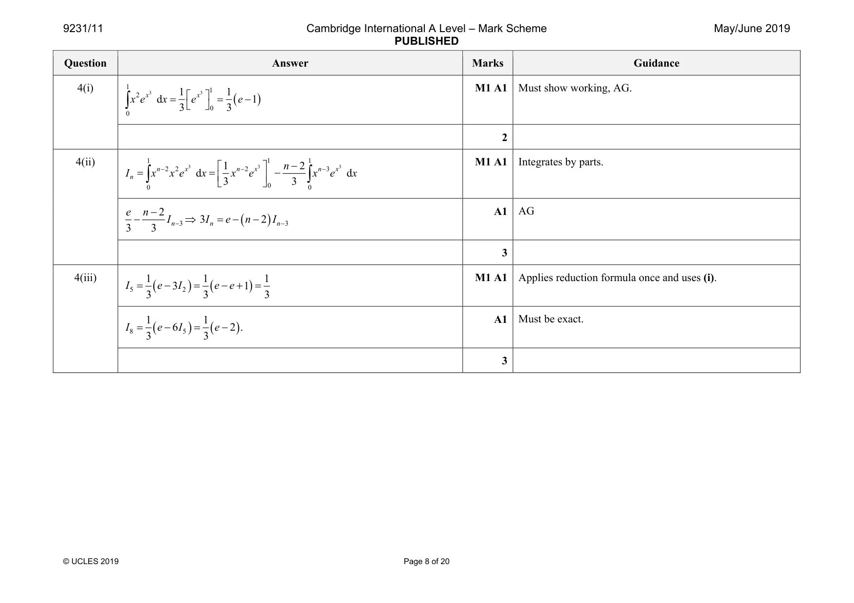 Mark scheme, page 8 of 20