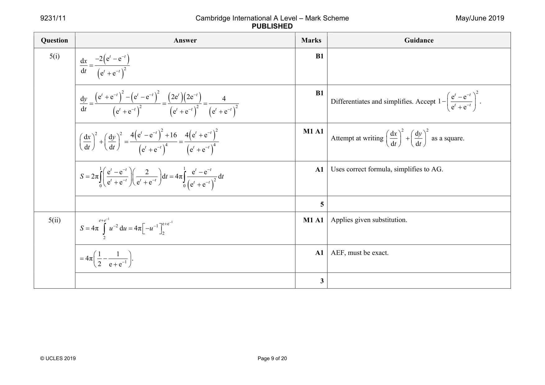 Mark scheme, page 9 of 20