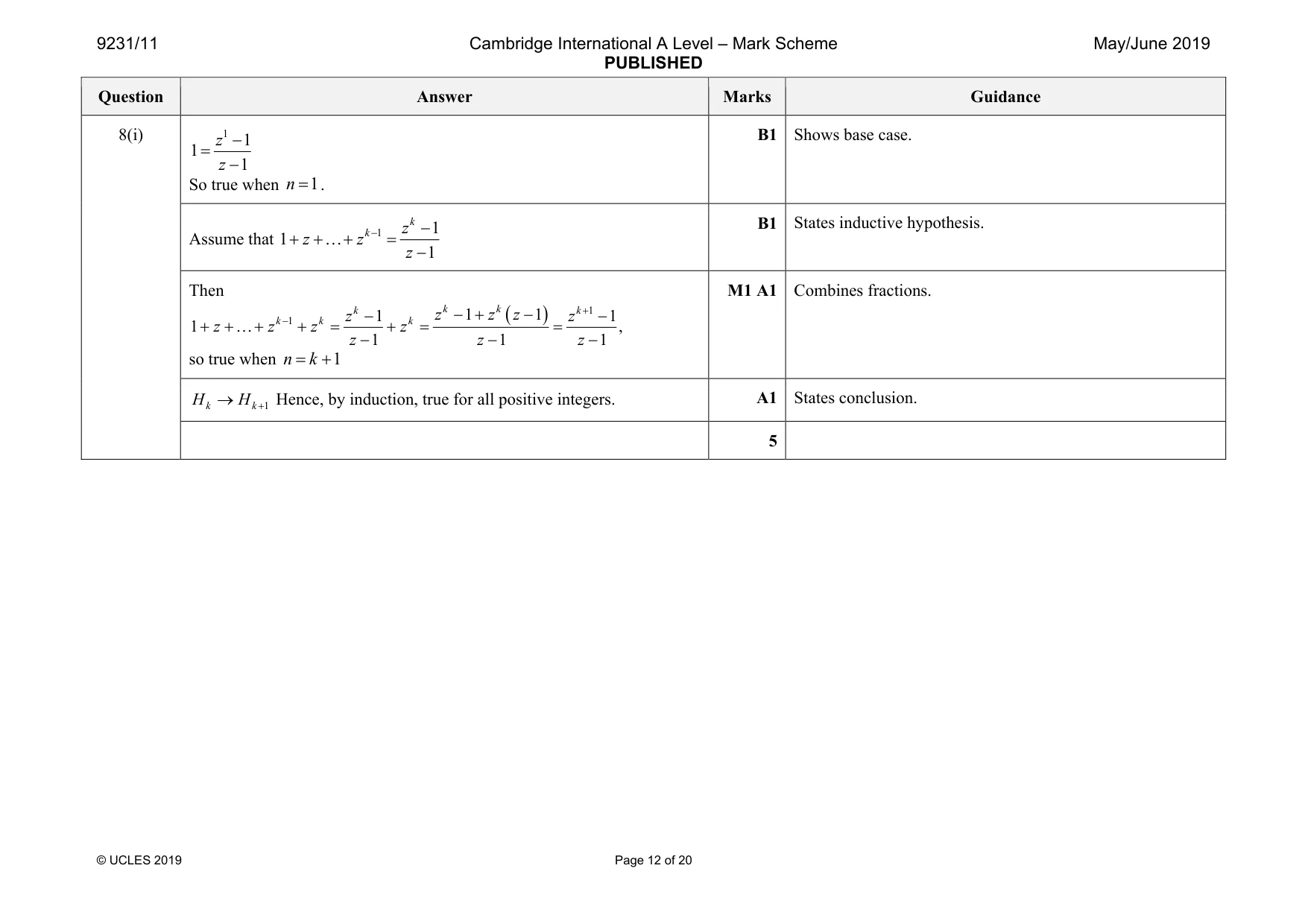 Mark scheme, page 12 of 20