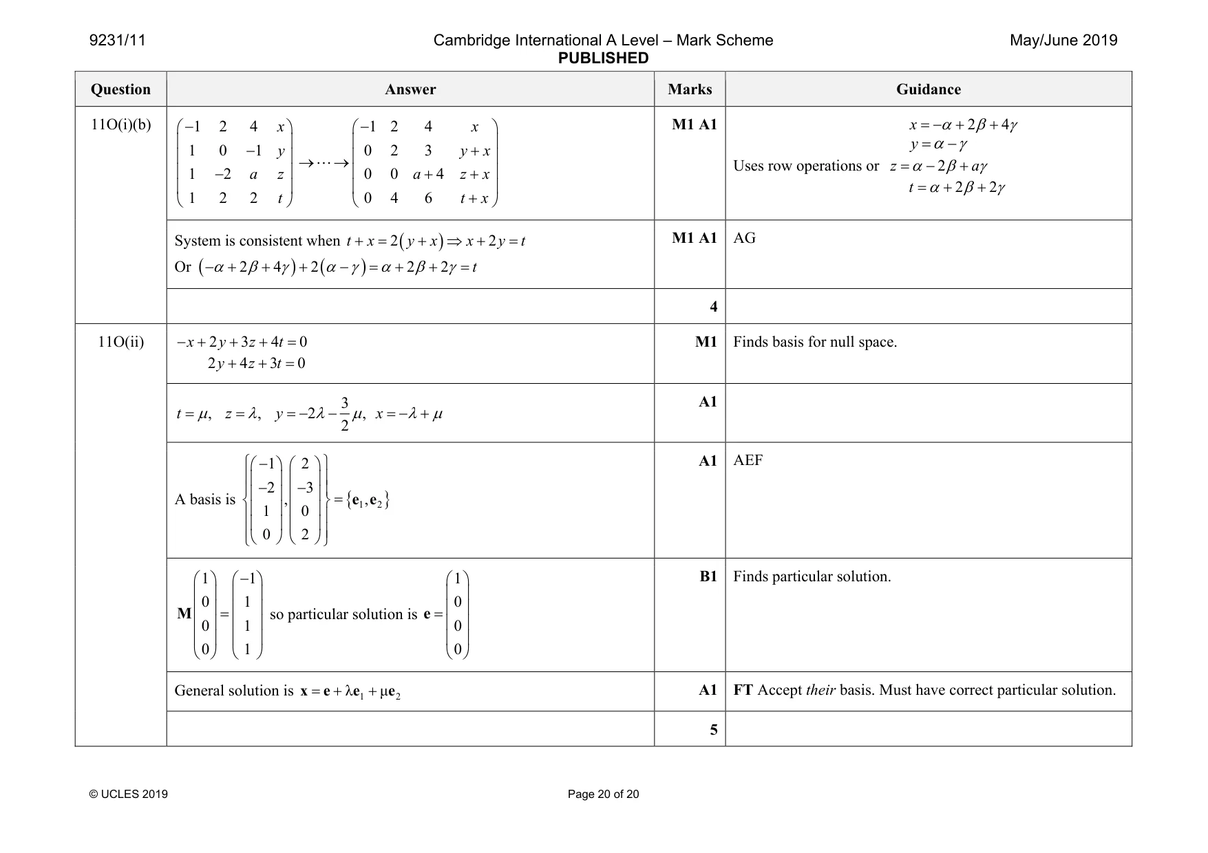 Mark scheme, page 20 of 20