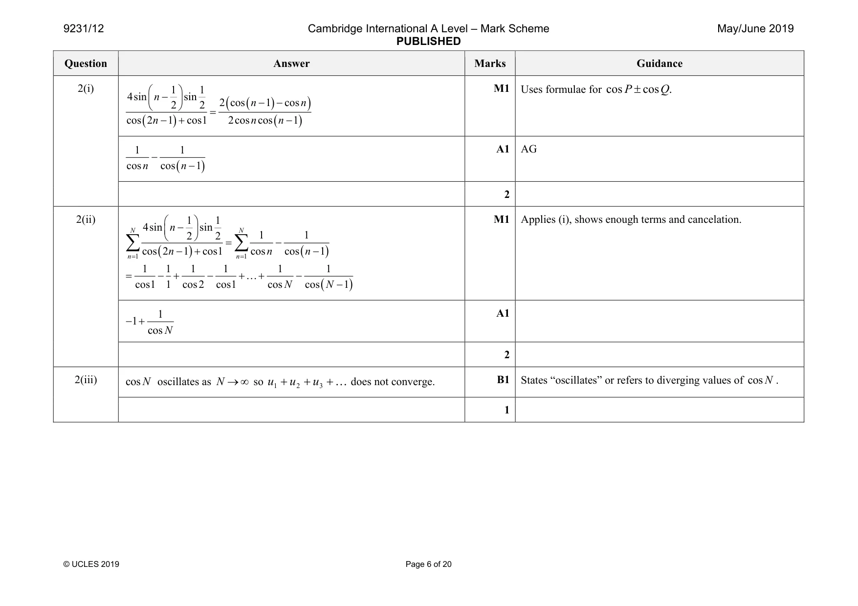 Mark scheme, page 6 of 20