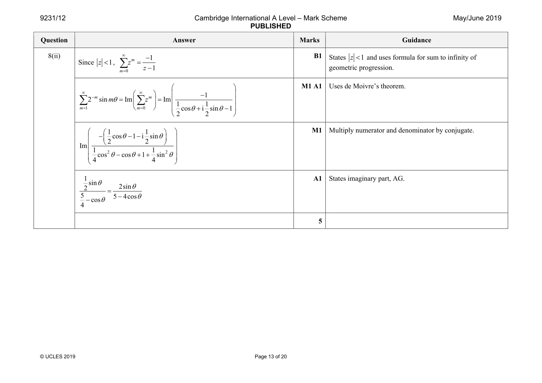 Mark scheme, page 13 of 20
