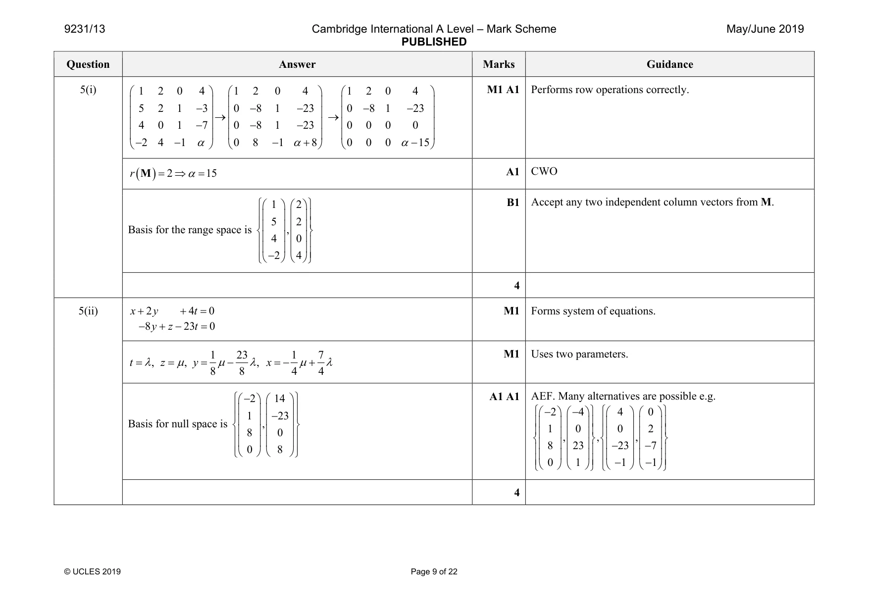 Mark scheme, page 9 of 22