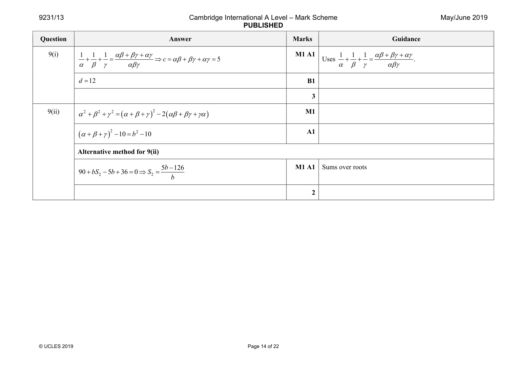 Mark scheme, page 14 of 22