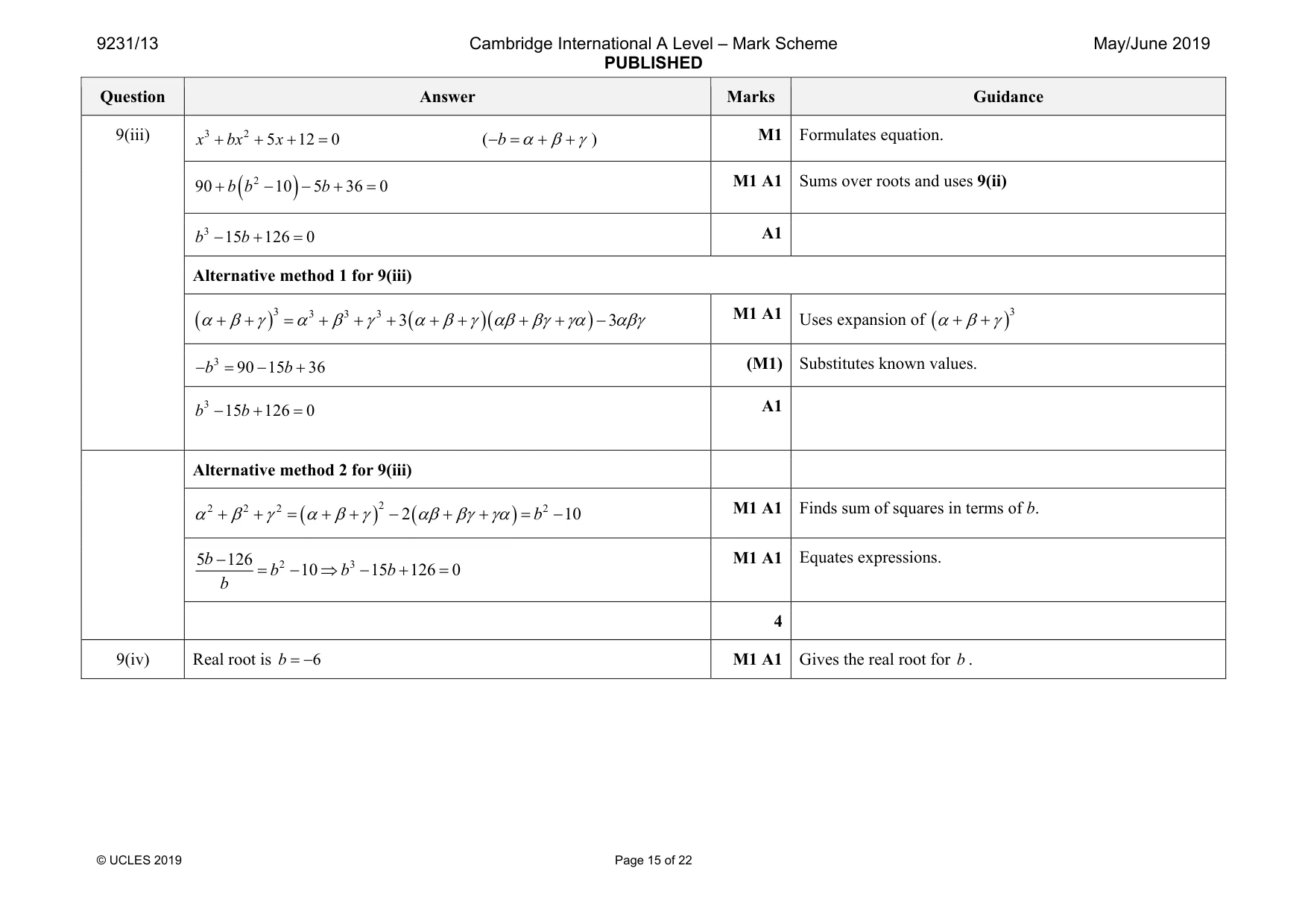 Mark scheme, page 15 of 22