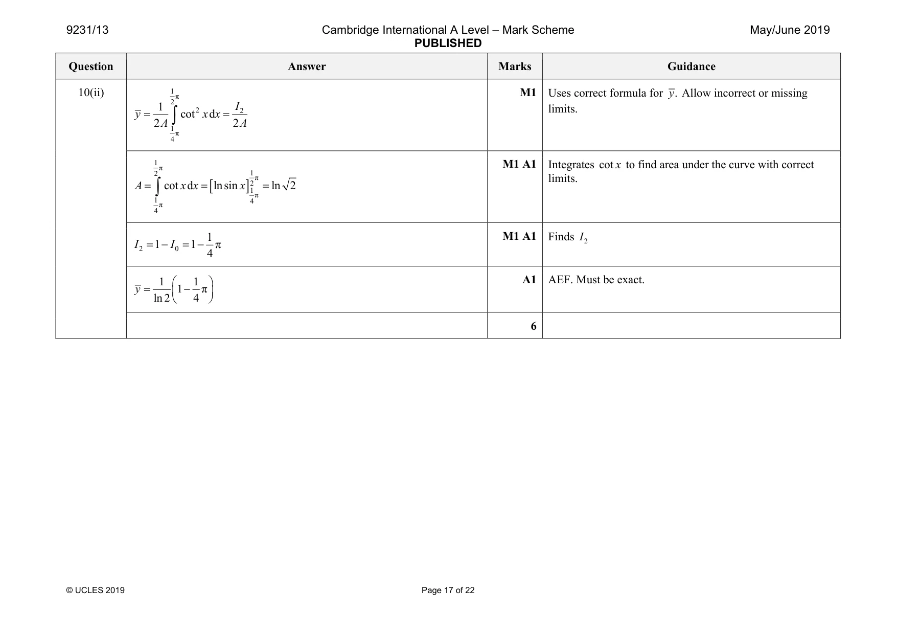 Mark scheme, page 17 of 22