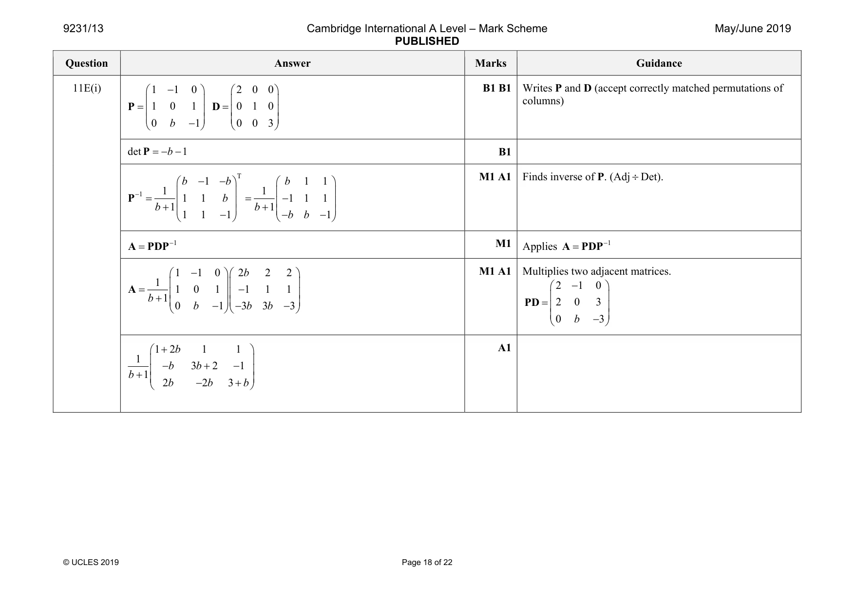 Mark scheme, page 18 of 22