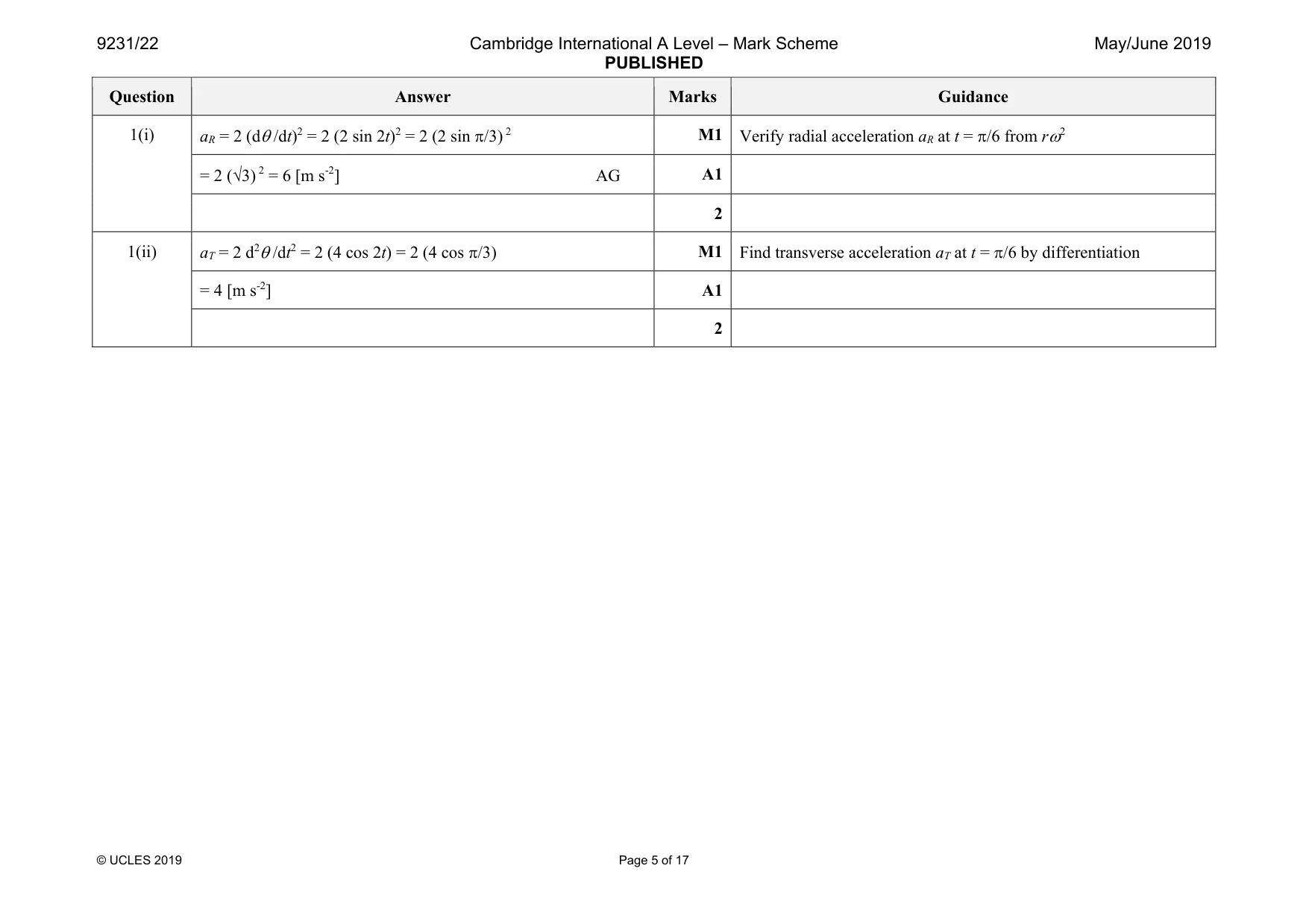 Mark scheme, page 5 of 17