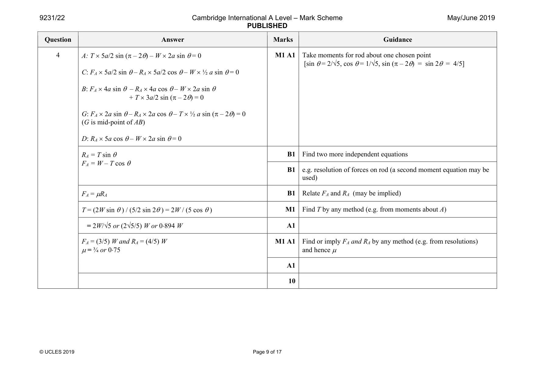 Mark scheme, page 9 of 17
