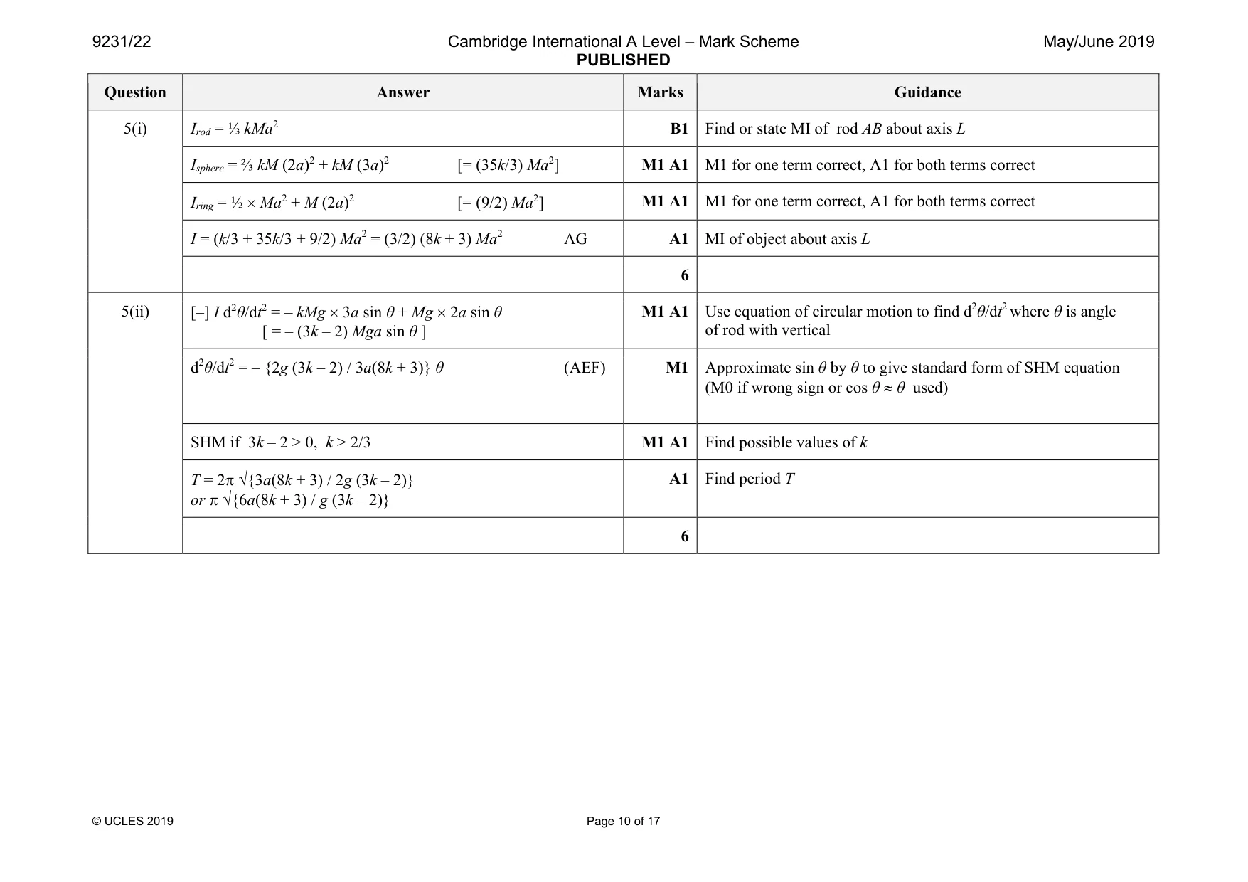 Mark scheme, page 10 of 17