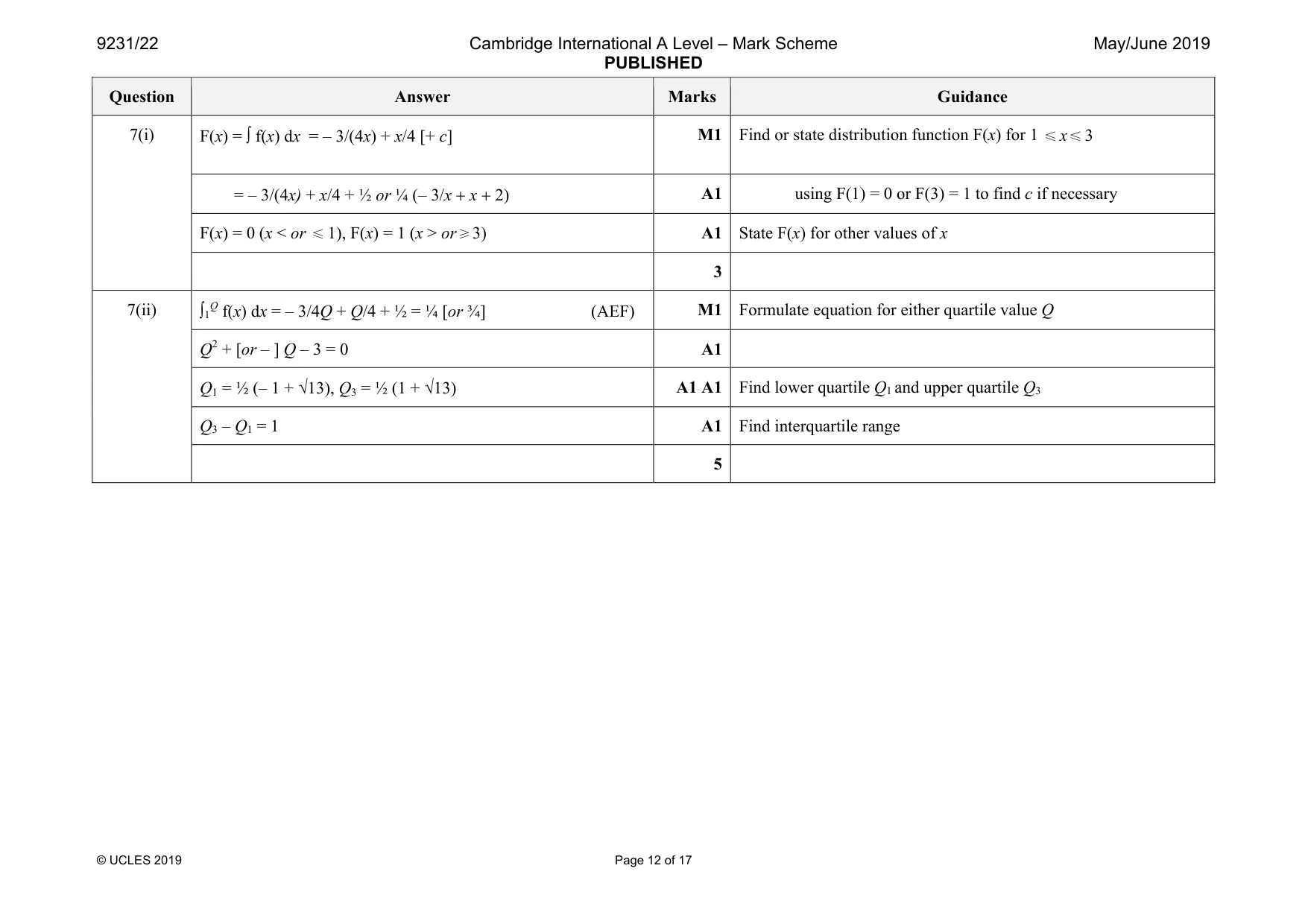 Mark scheme, page 12 of 17