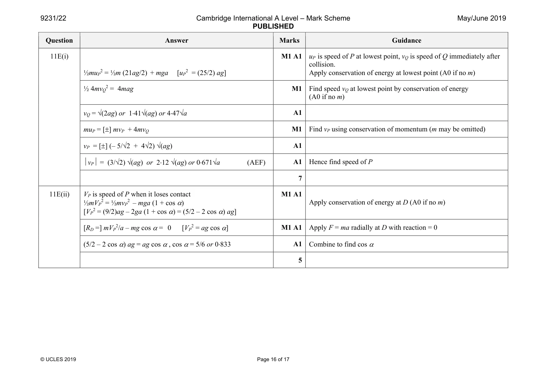 Mark scheme, page 16 of 17