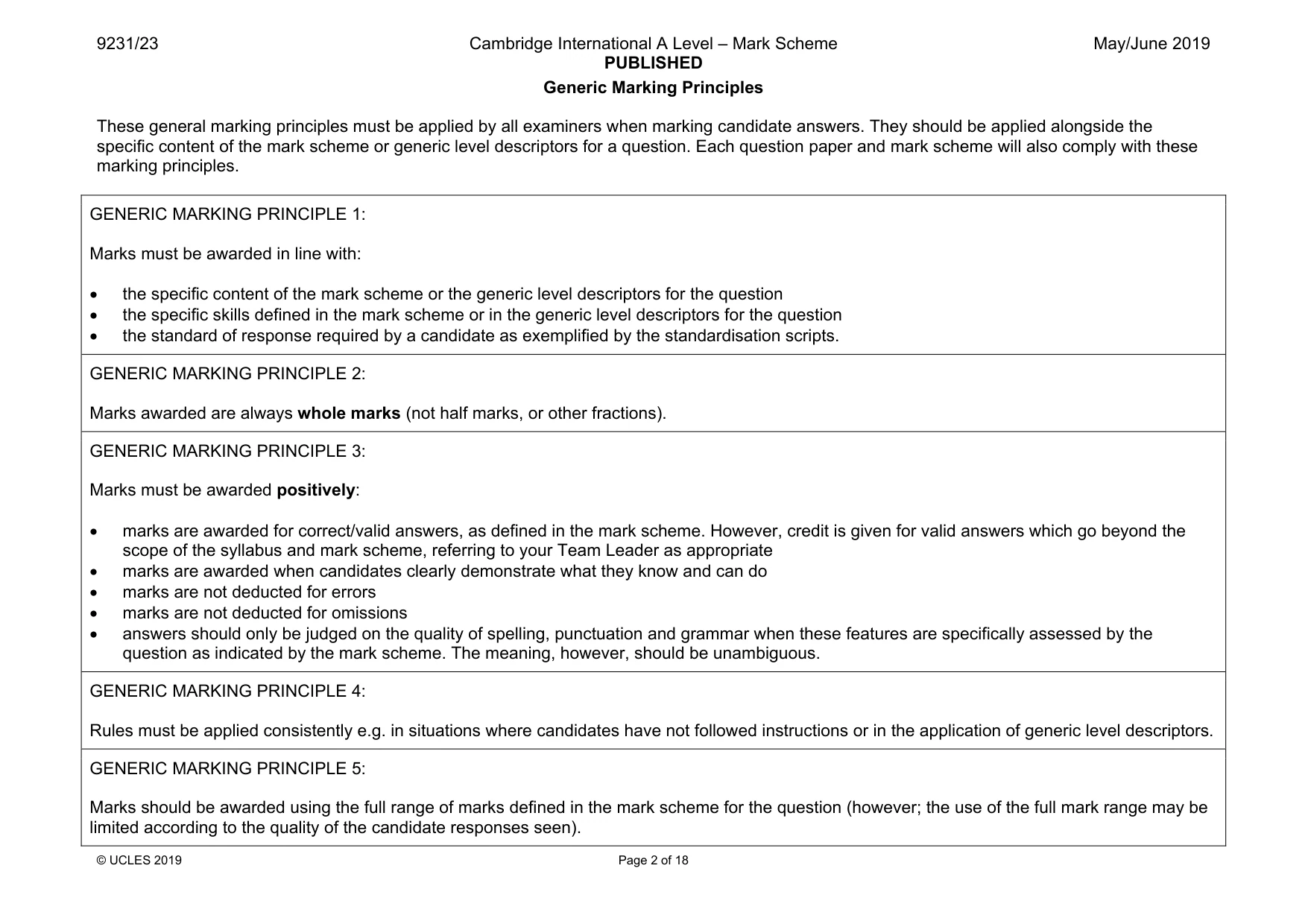Mark scheme, page 2 of 18