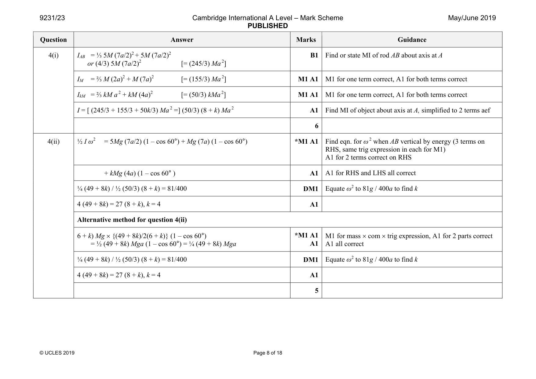 Mark scheme, page 8 of 18