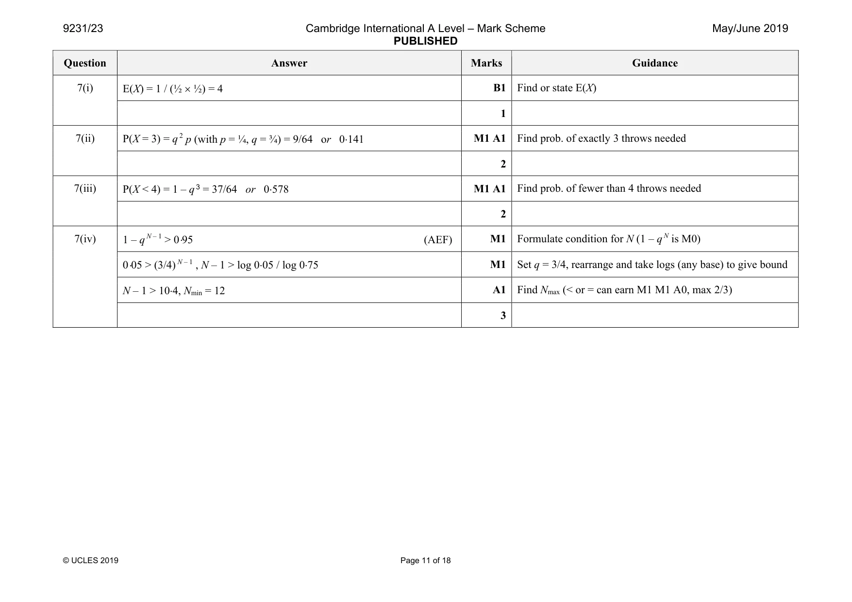 Mark scheme, page 11 of 18