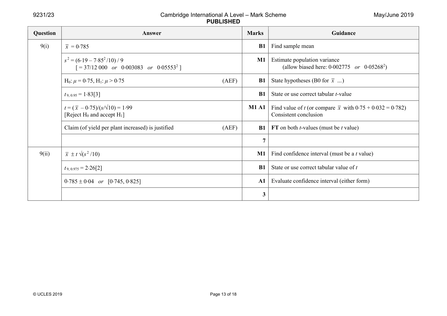 Mark scheme, page 13 of 18