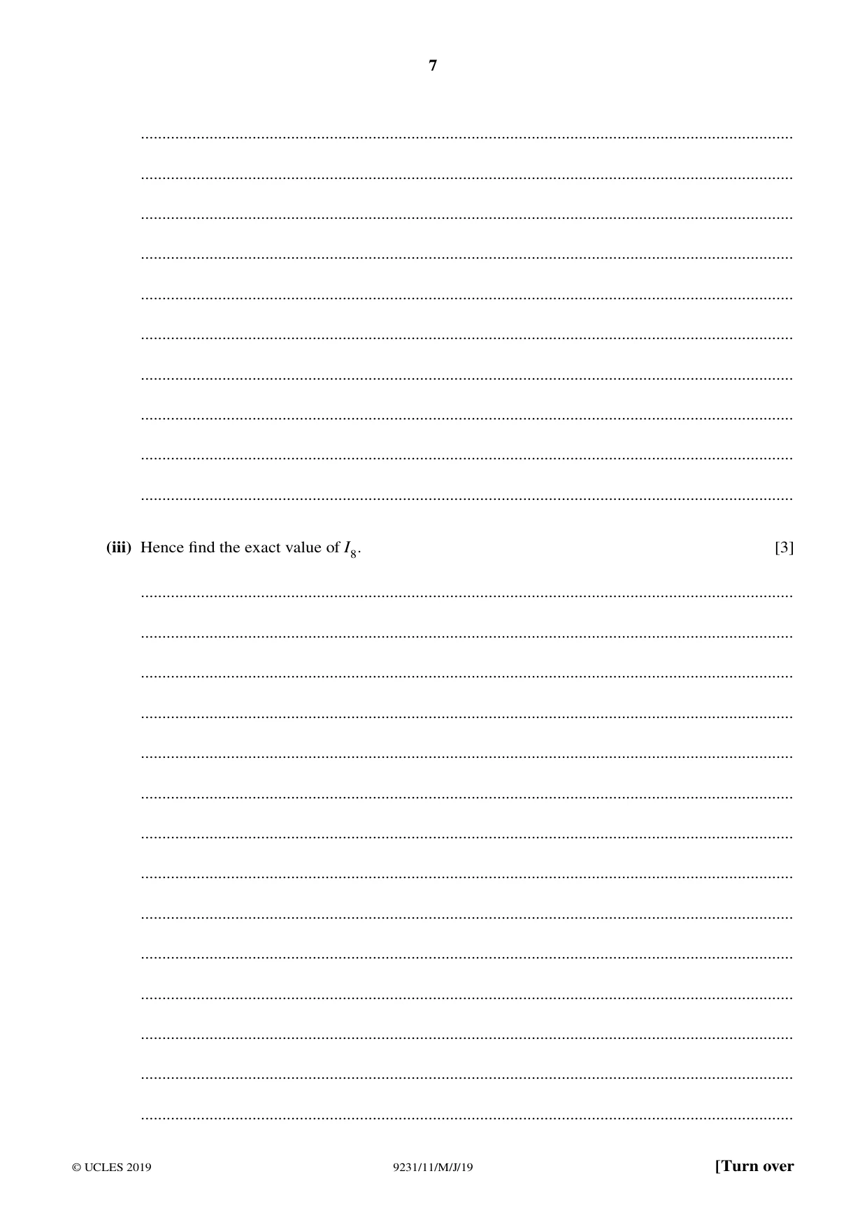 Cambridge A Level Mathematics - Further 9231 2019 May/June Paper 1 · Variant 1 question paper, page 7 of 28
