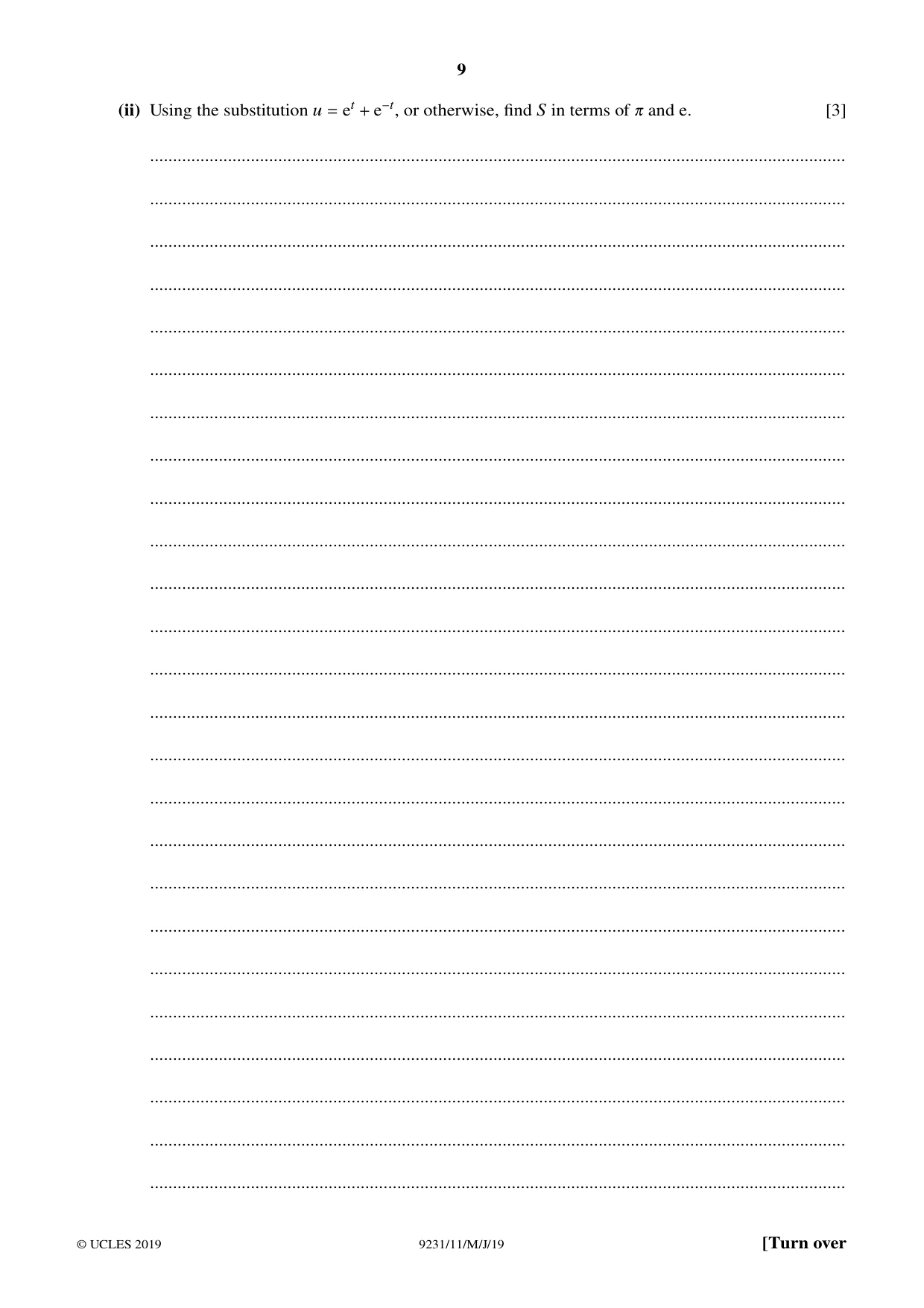 Cambridge A Level Mathematics - Further 9231 2019 May/June Paper 1 · Variant 1 question paper, page 9 of 28