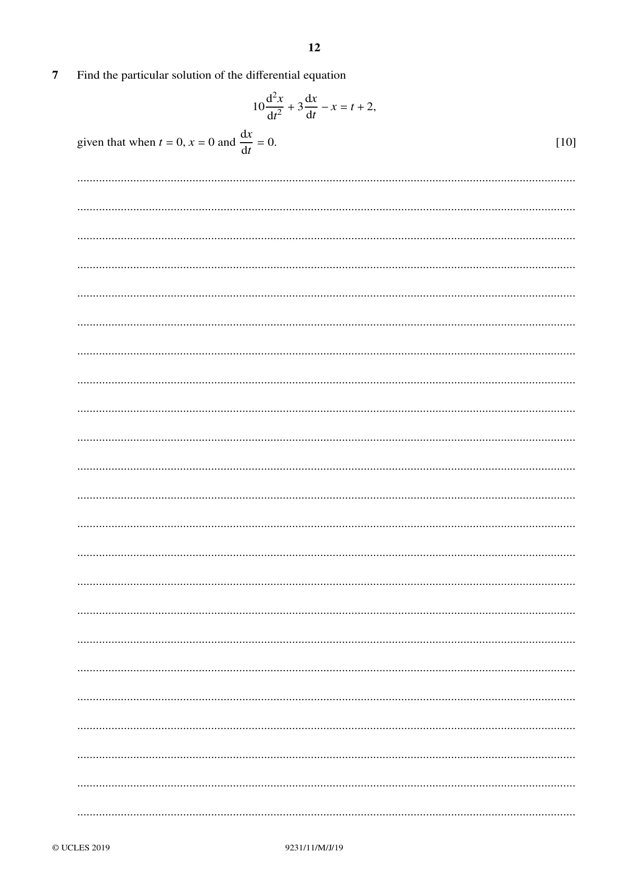 Cambridge A Level Mathematics - Further 9231 2019 May/June Paper 1 · Variant 1 question paper, page 12 of 28