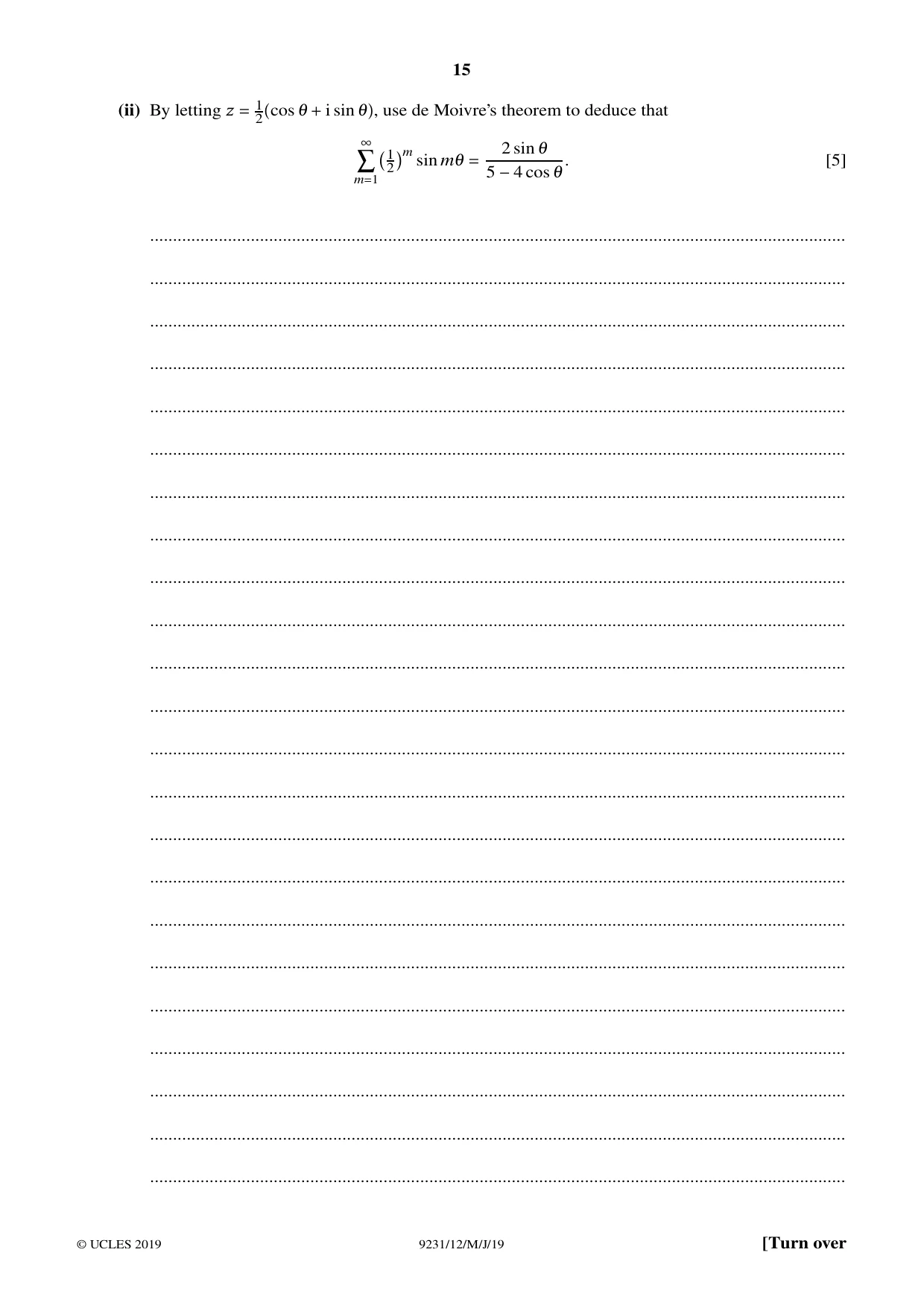 Cambridge A Level Mathematics - Further 9231 2019 May/June Paper 1 · Variant 2 question paper, page 15 of 28