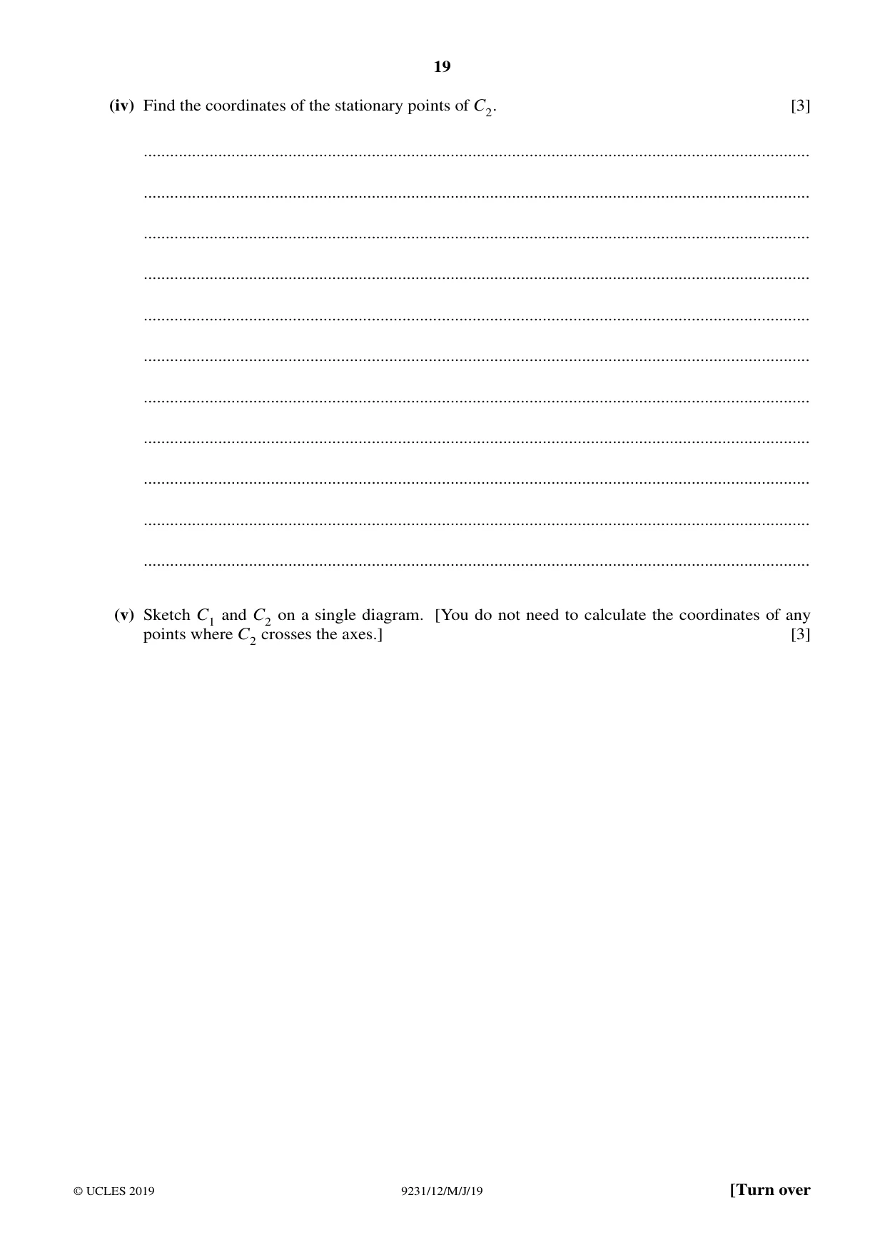 Cambridge A Level Mathematics - Further 9231 2019 May/June Paper 1 · Variant 2 question paper, page 19 of 28