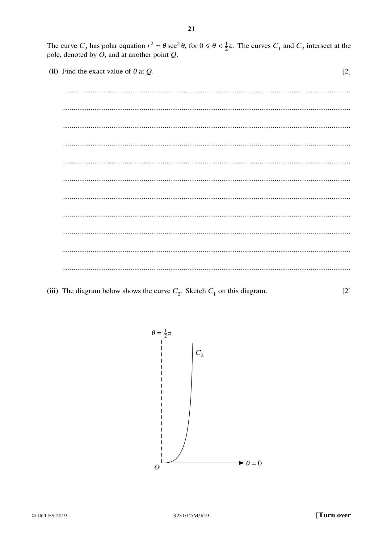 Cambridge A Level Mathematics - Further 9231 2019 May/June Paper 1 · Variant 2 question paper, page 21 of 28
