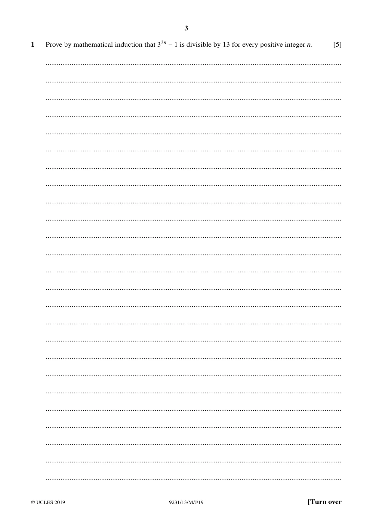 Cambridge A Level Mathematics - Further 9231 2019 May/June Paper 1 · Variant 3 question paper, page 3 of 24