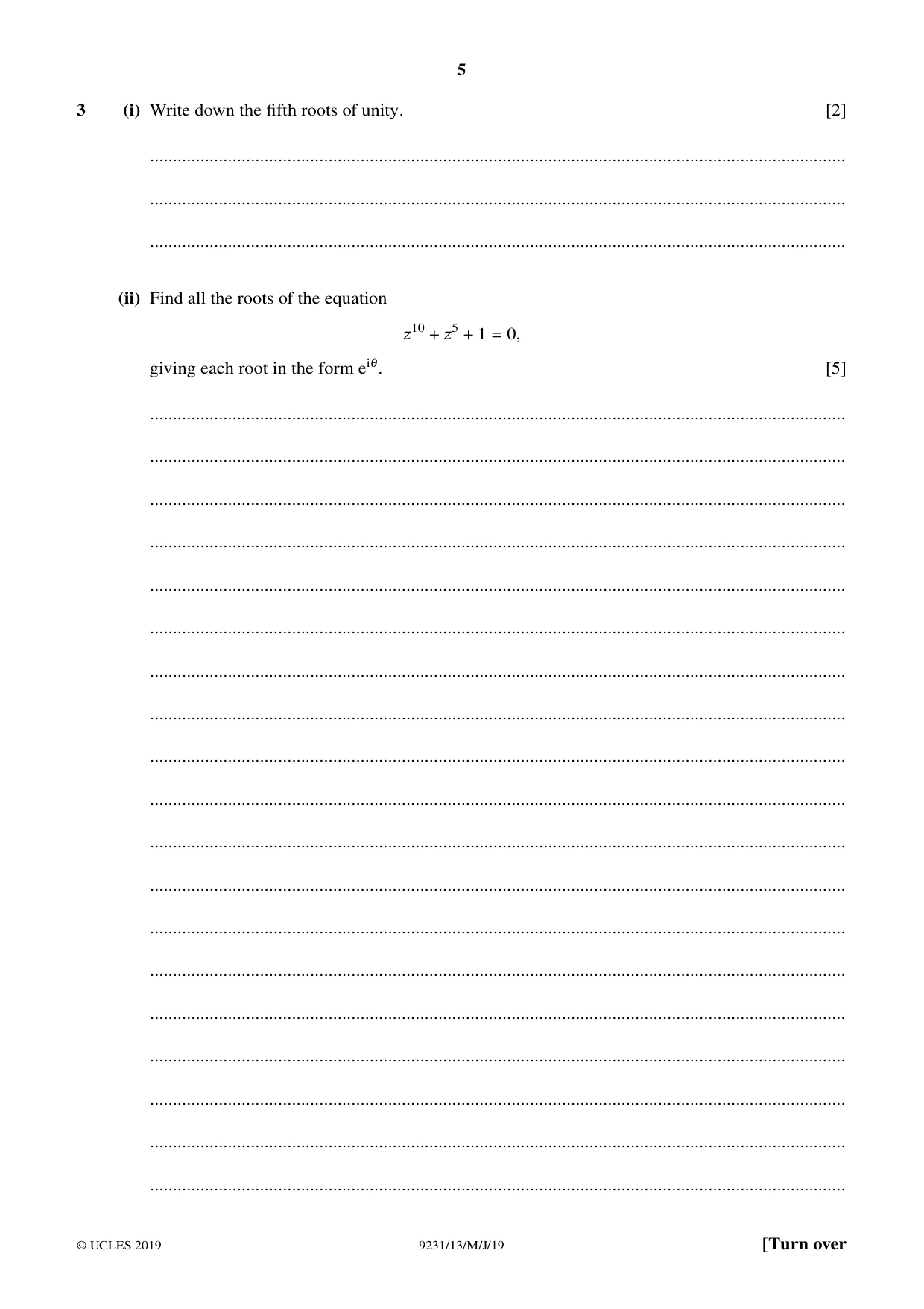 Cambridge A Level Mathematics - Further 9231 2019 May/June Paper 1 · Variant 3 question paper, page 5 of 24