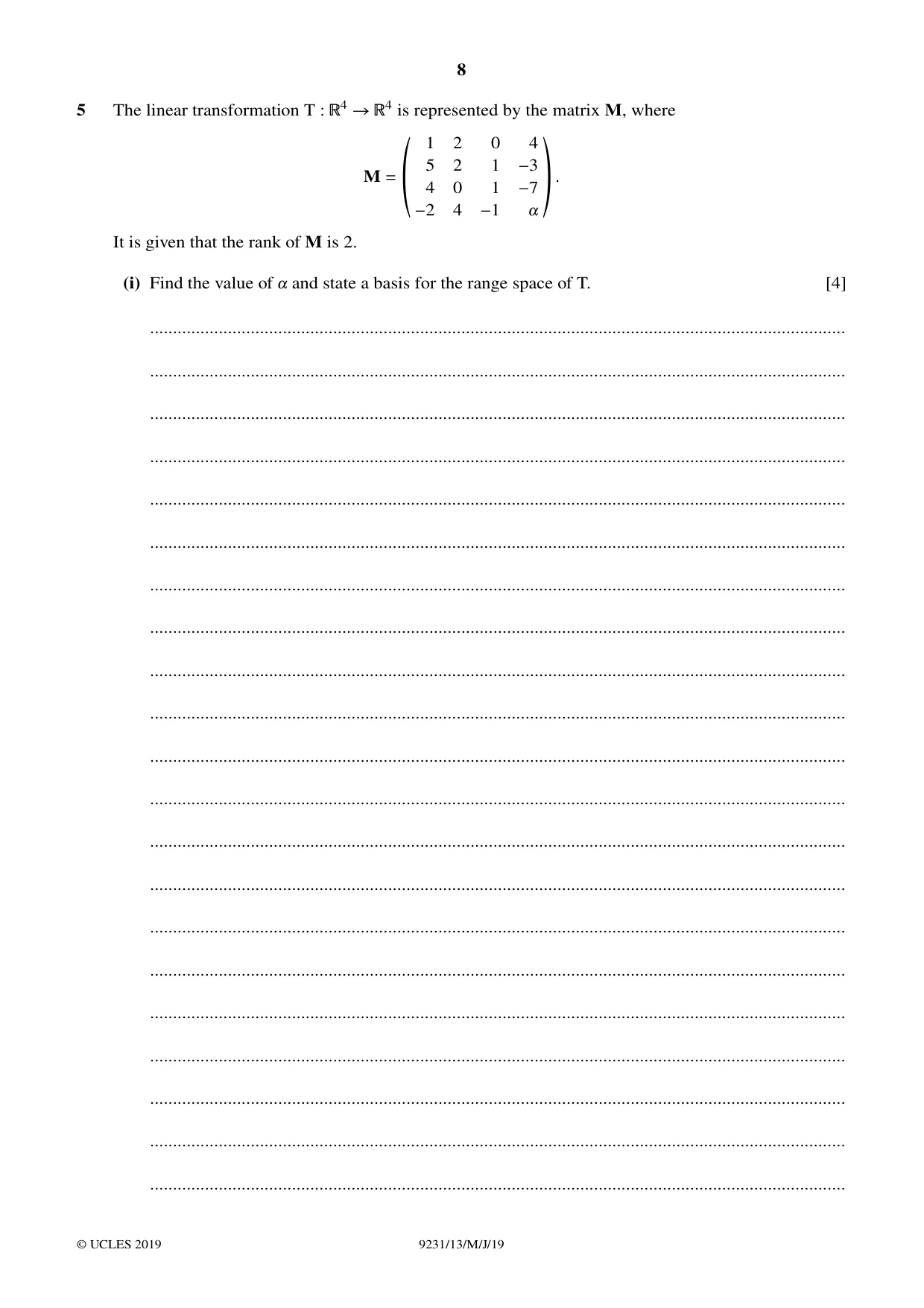 Cambridge A Level Mathematics - Further 9231 2019 May/June Paper 1 · Variant 3 question paper, page 8 of 24