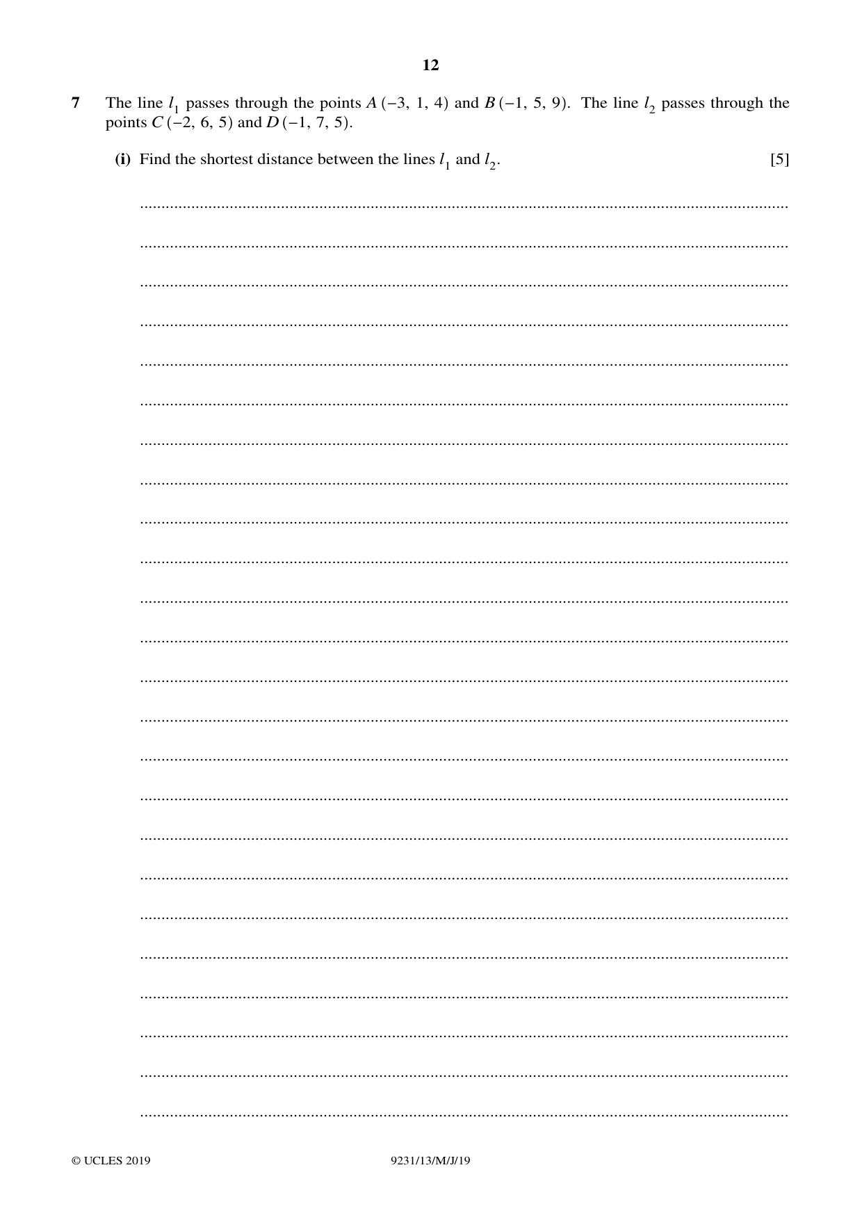 Cambridge A Level Mathematics - Further 9231 2019 May/June Paper 1 · Variant 3 question paper, page 12 of 24